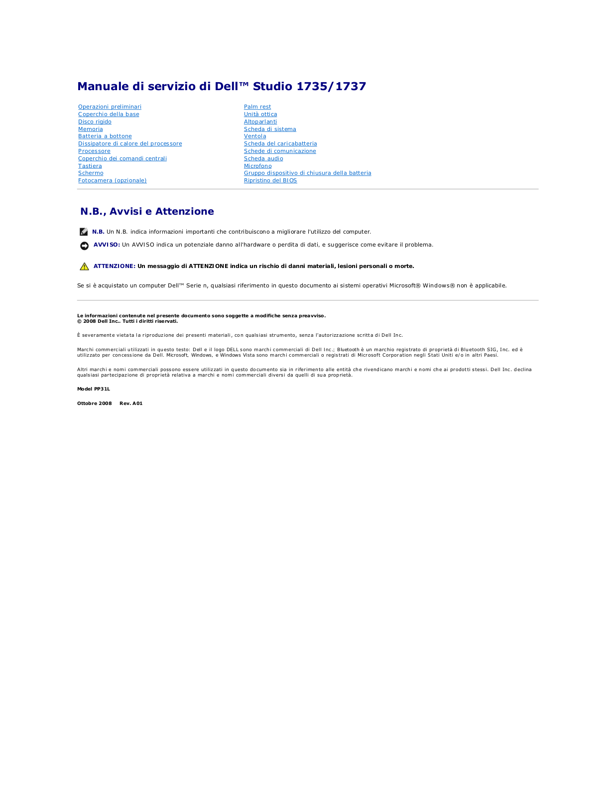 Dell Studio 1735 User Manual