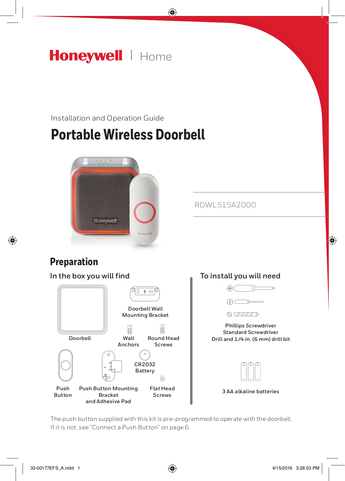 Ademco RDWL515A User Manual