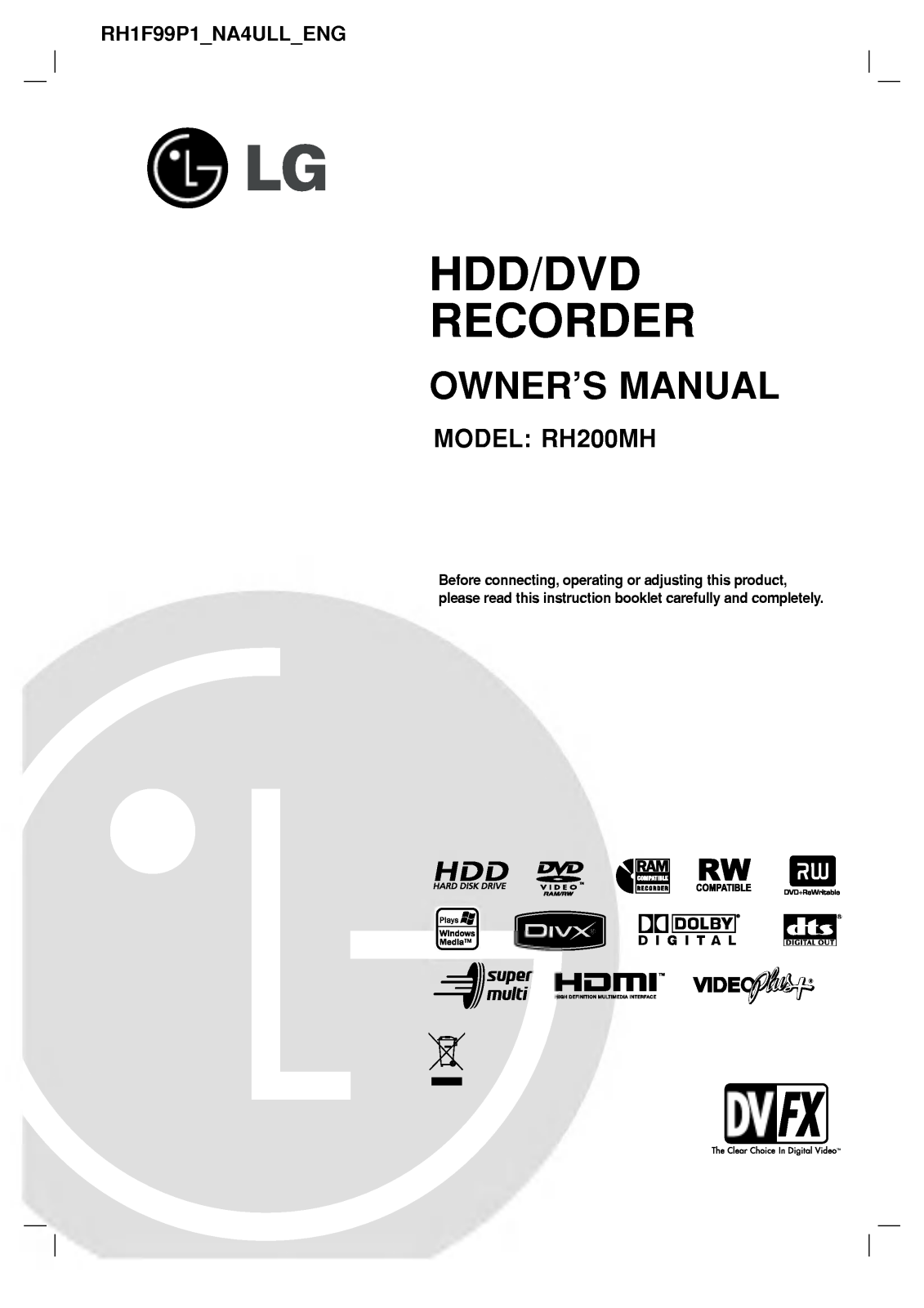 LG RH1F99P1 Owner’s Manual
