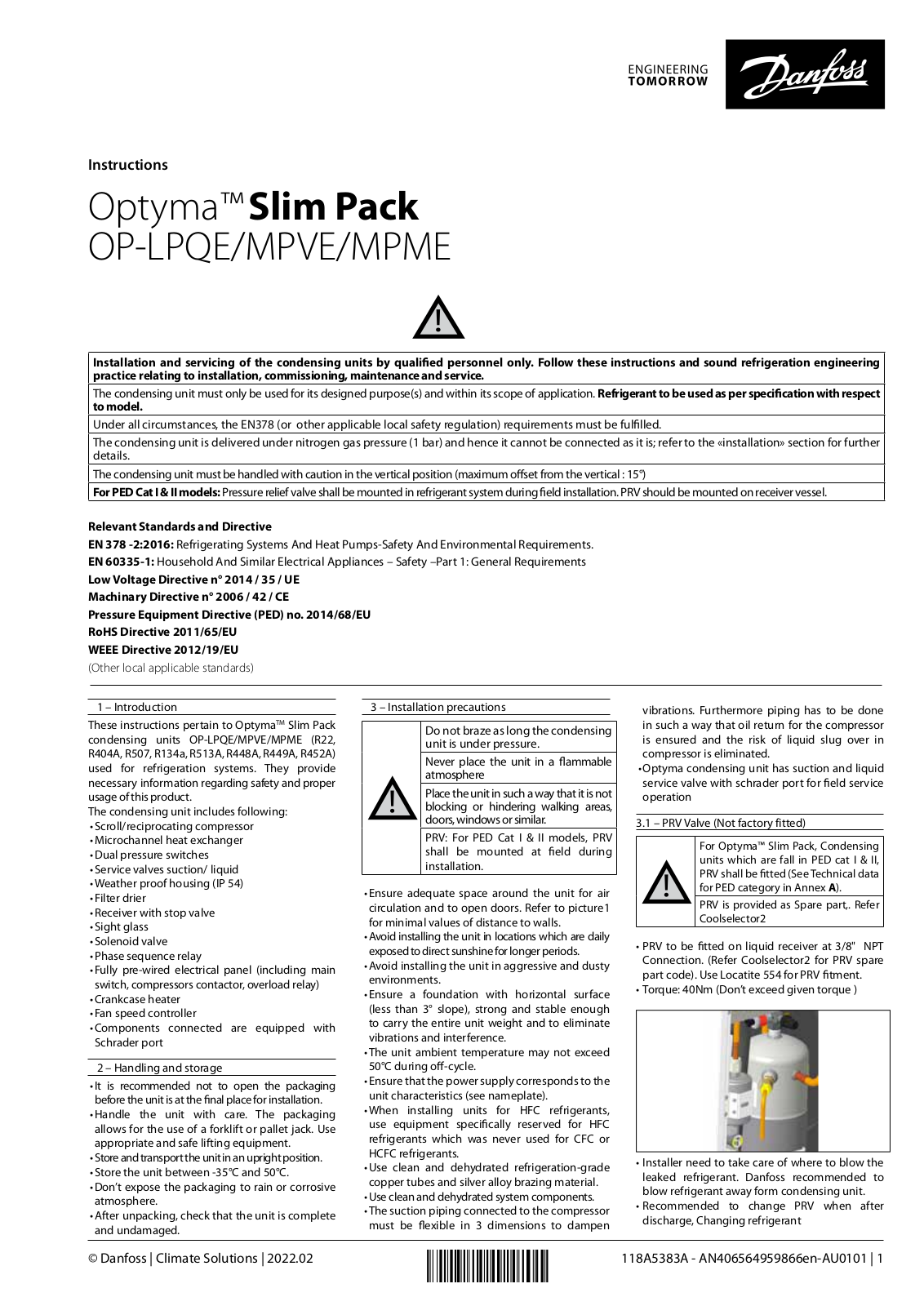 Danfoss OP-LPQE, OP-MPVE, OP-MPME Installation guide