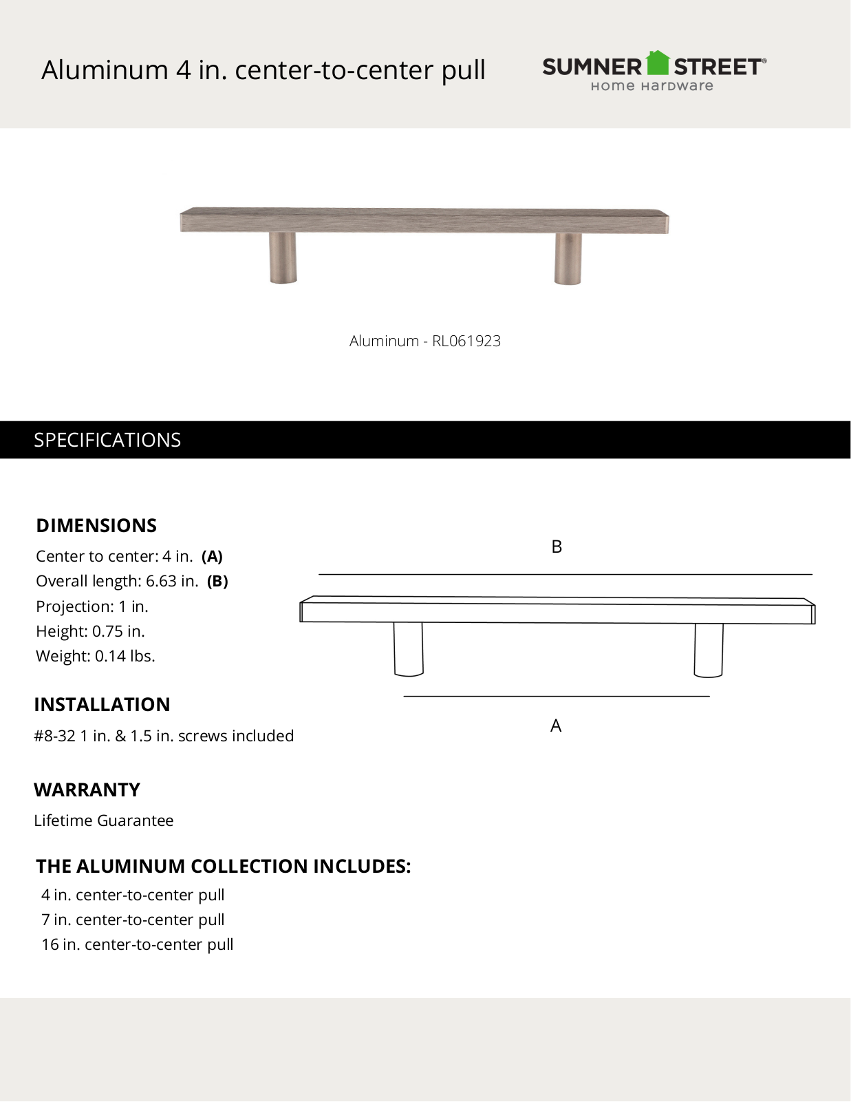 Sumner Street Home Hardware CTHD1136 Specifications - ManualMachine.com