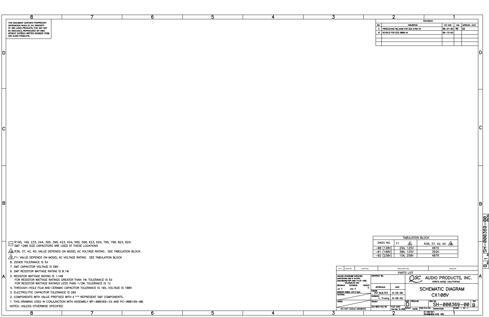 QSC CX-108-V Schematic