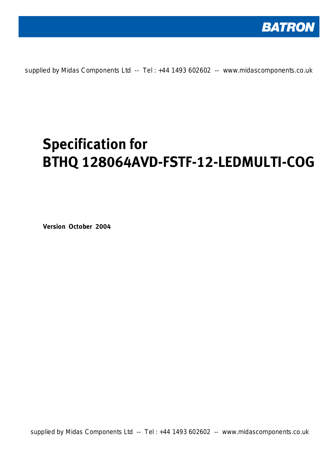 BATRON COG-BTD12864-14 User Manual