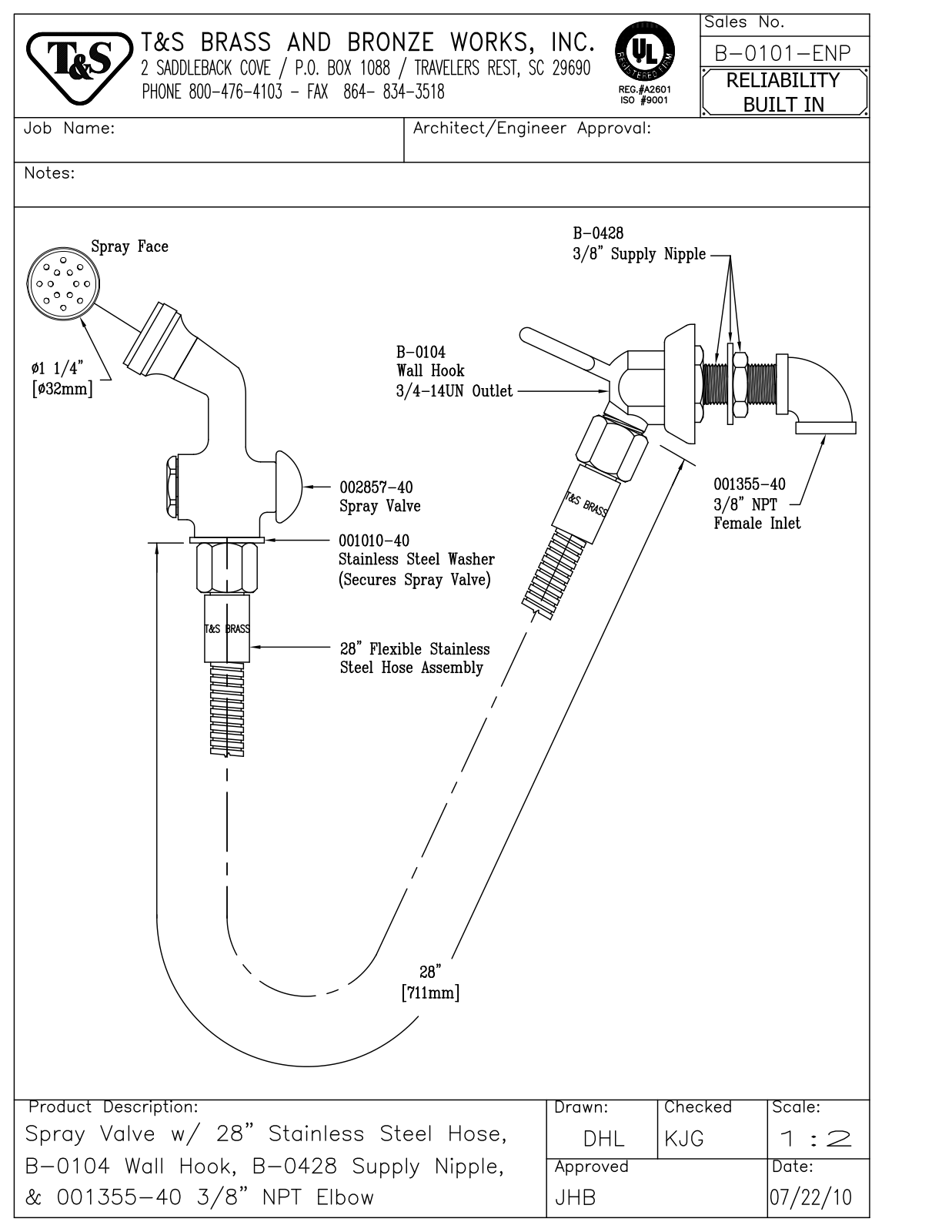 T&S Brass B-0101-ENP User Manual