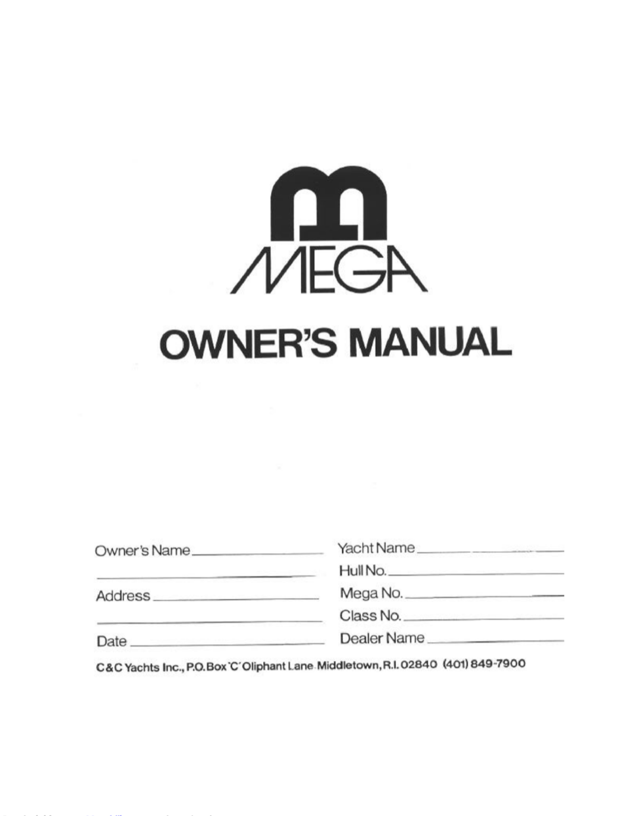 C&C Mega Owner's Manual