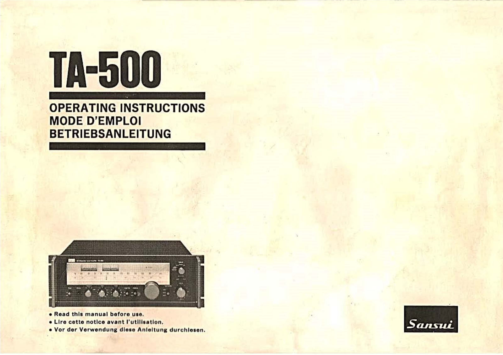 Sansui TA-500 Owners Manual