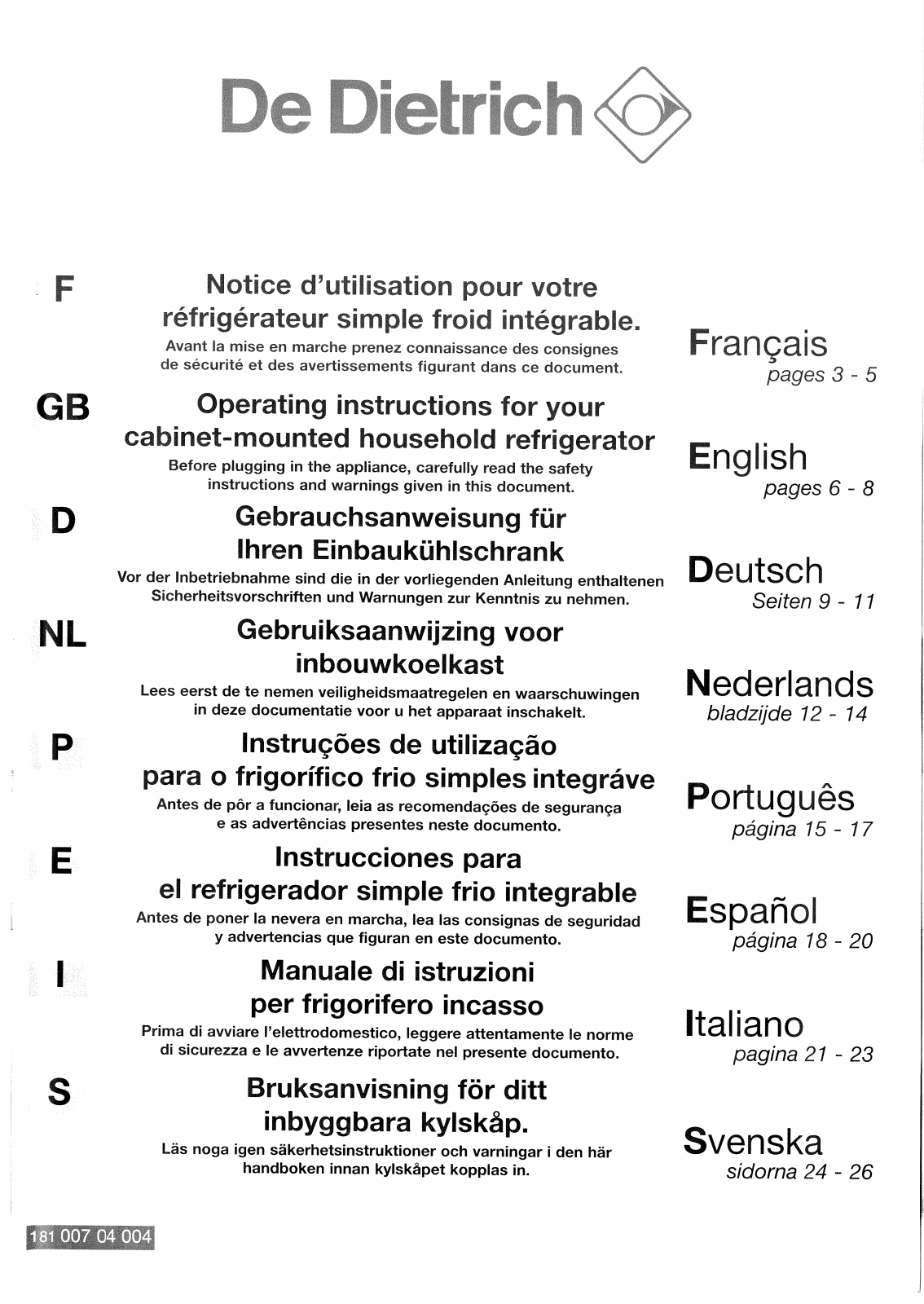 De dietrich KG8314E1, RG8330E1, RG8231E1, RG8314E1, RG8229E3 User Manual