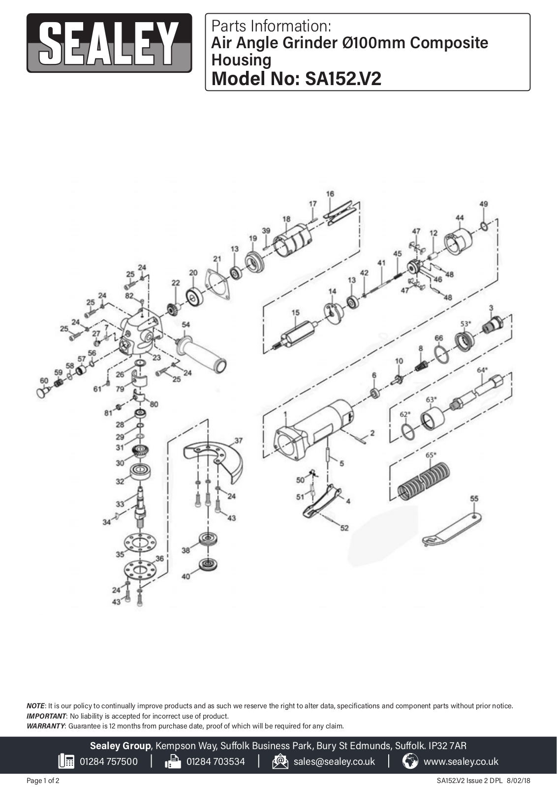 Sealey SA152.V2 Parts Listing - ManualMachine.com