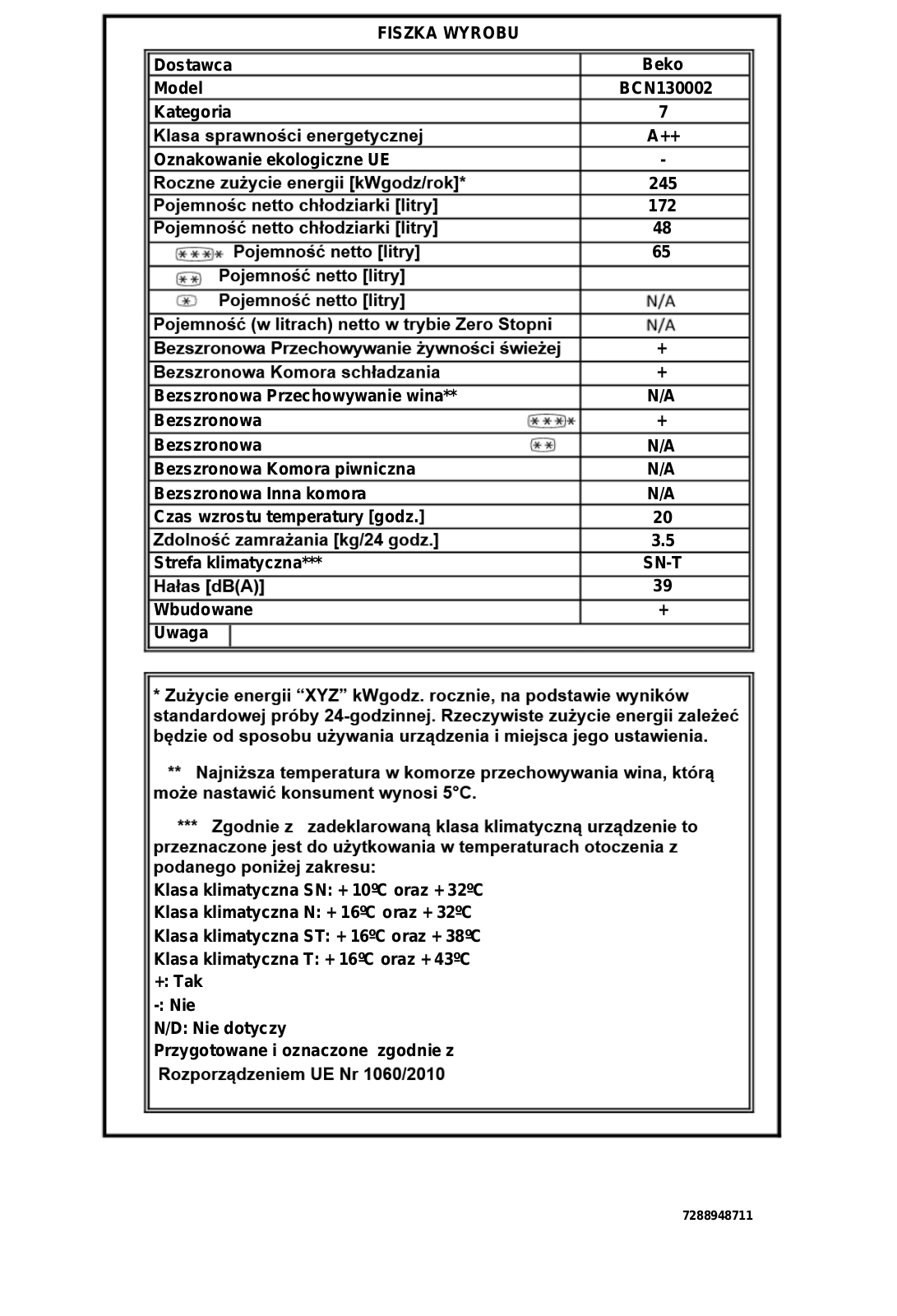 Beko BCN130002 Datasheet