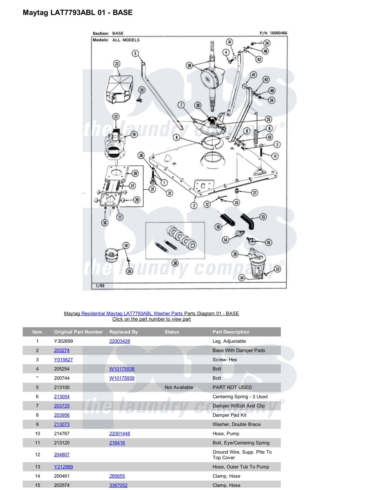 Maytag LAT7793ABL Parts Diagram