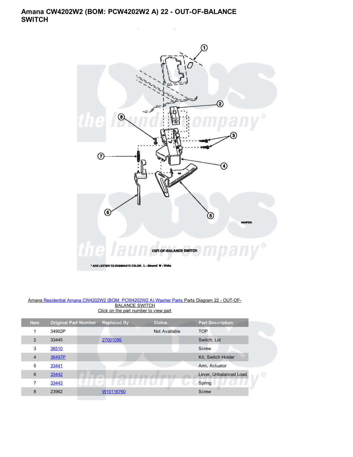 Amana CW4202W2 Parts Diagram