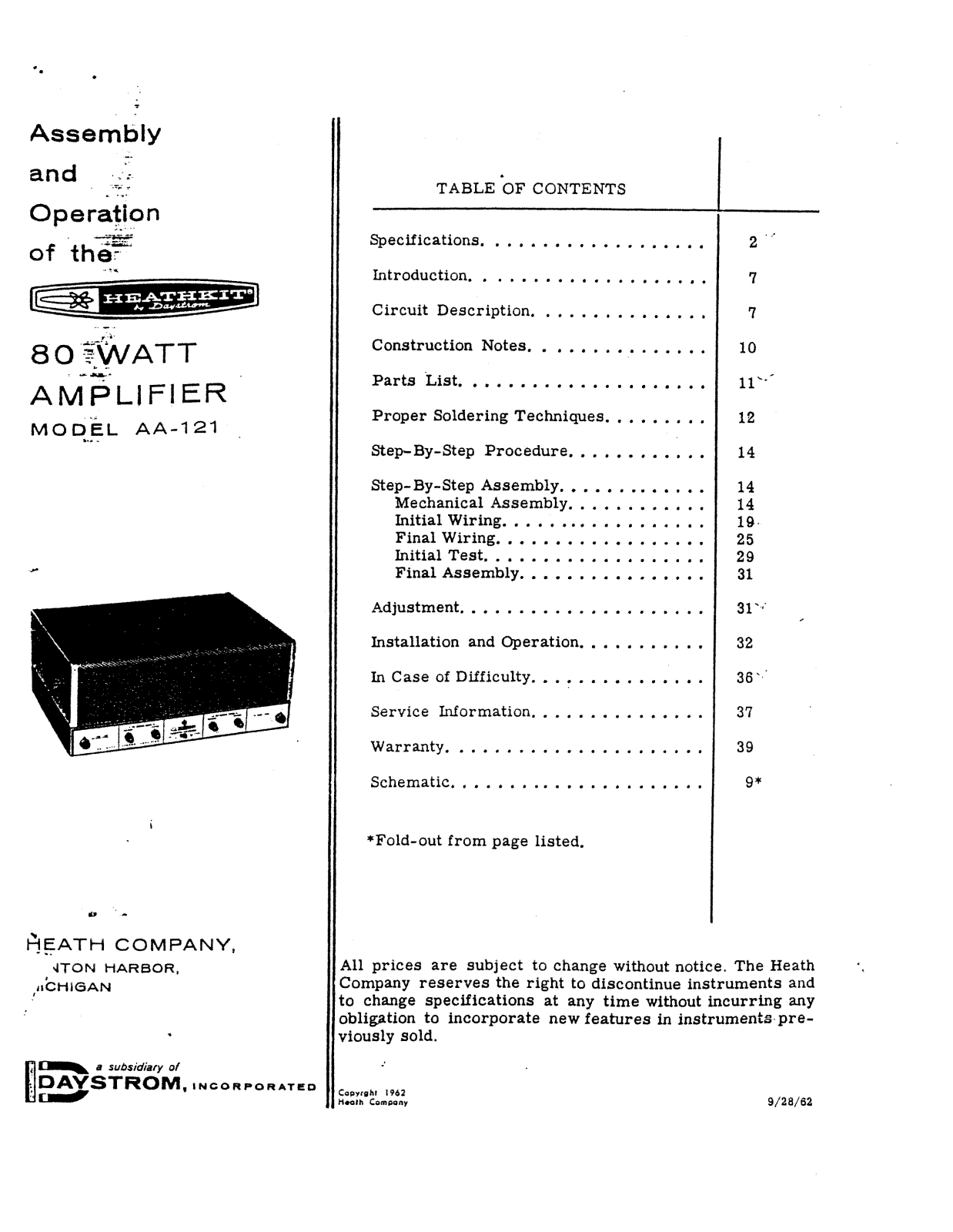 Heath Company AA-121 Service manual