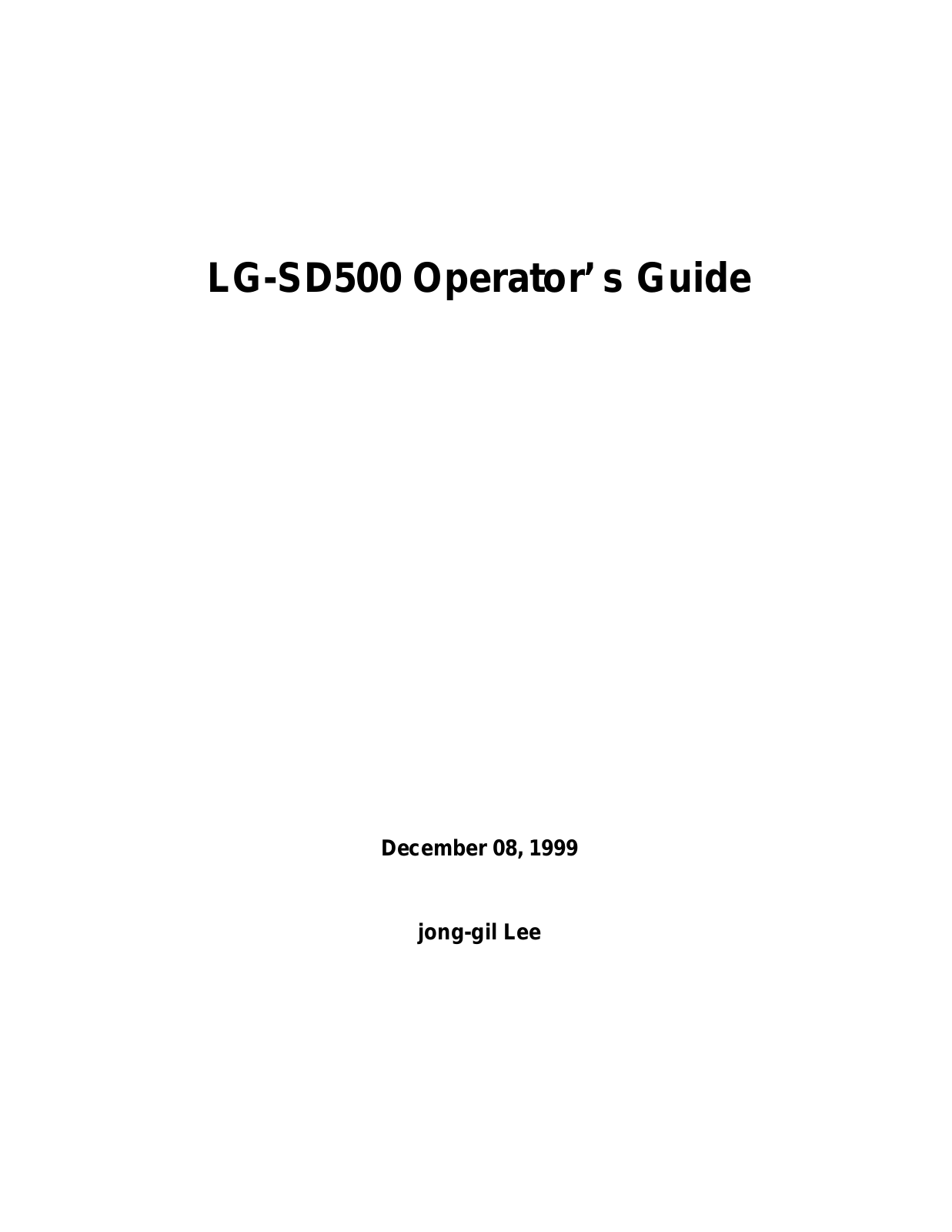 LG SD500 Users manual