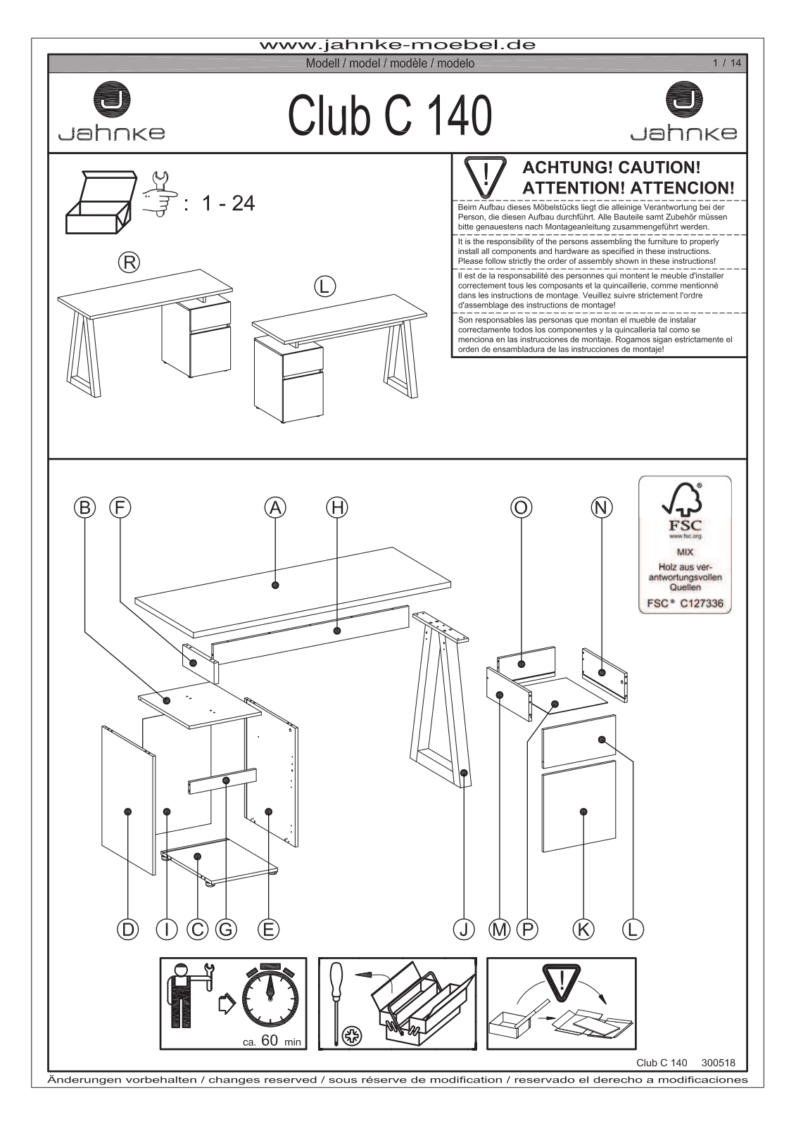 Jahnke Club C 140 Assembly instructions