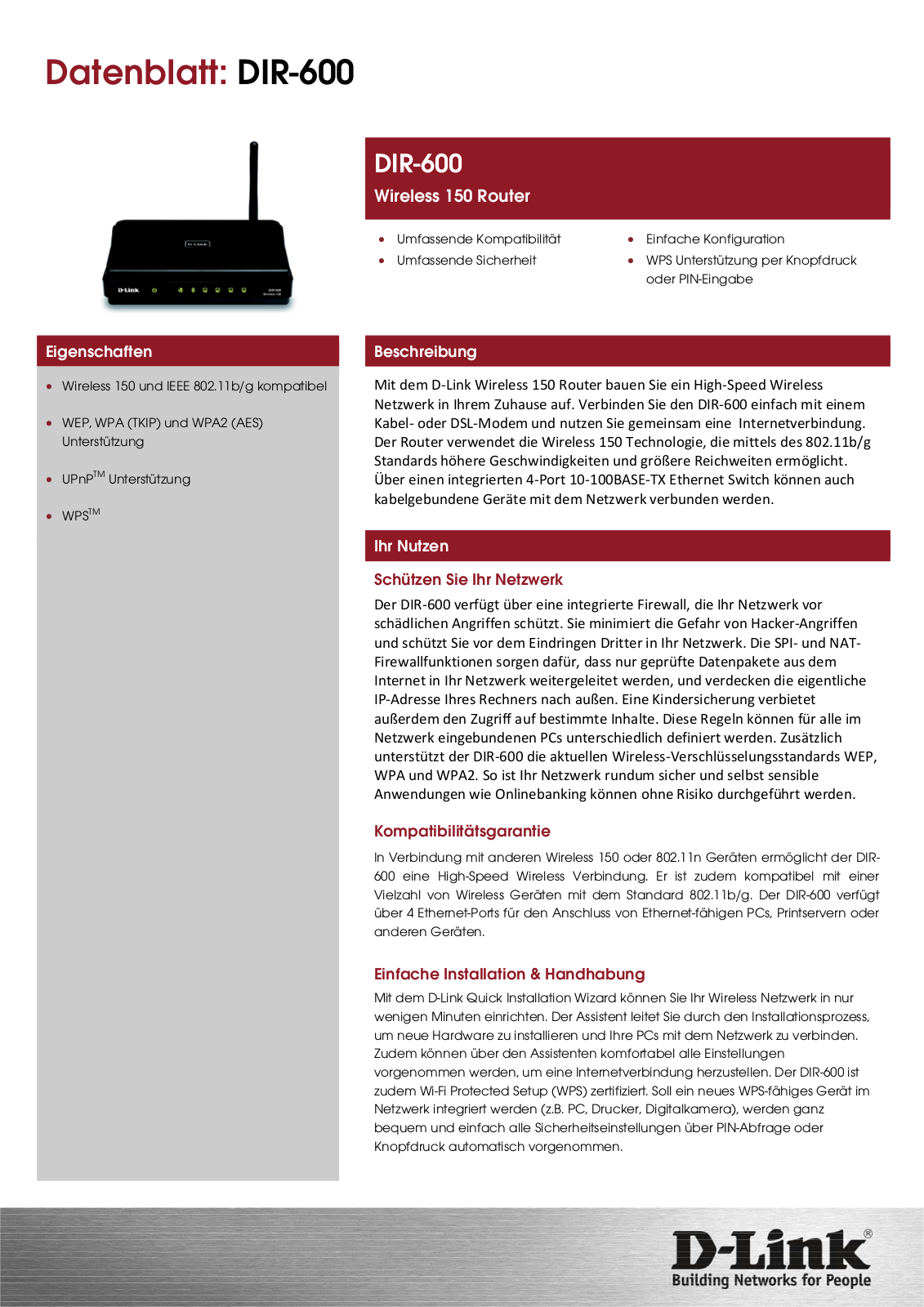 D-link DIR-600 DATASHEET