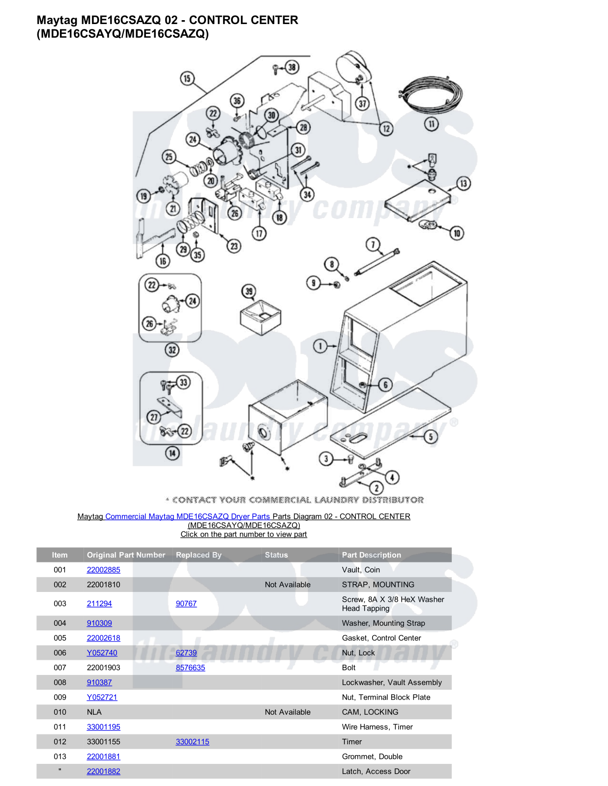 Maytag MDE16CSAZQ Parts Diagram