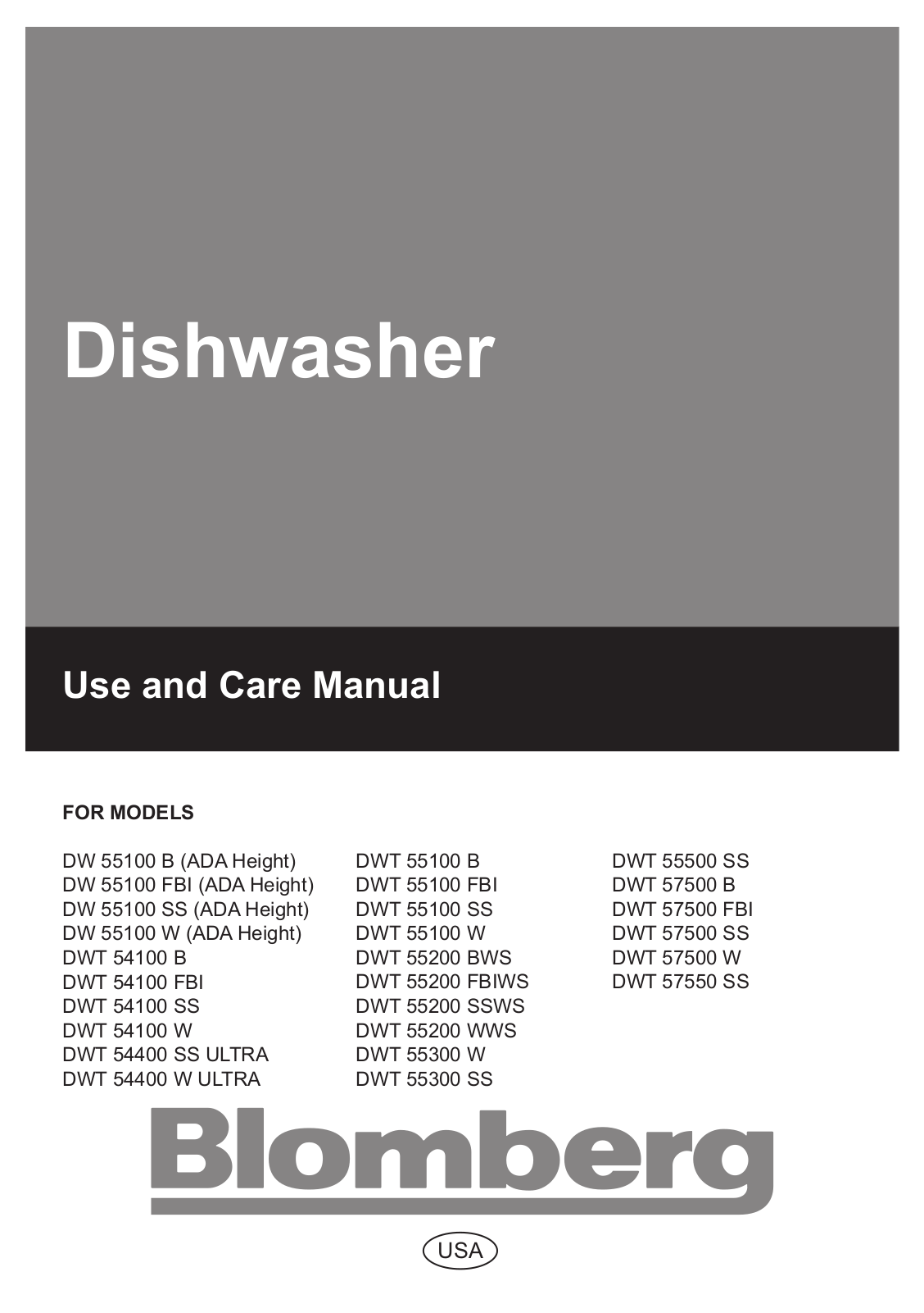 Blomberg DW 55100, DWT 55100 User Manual