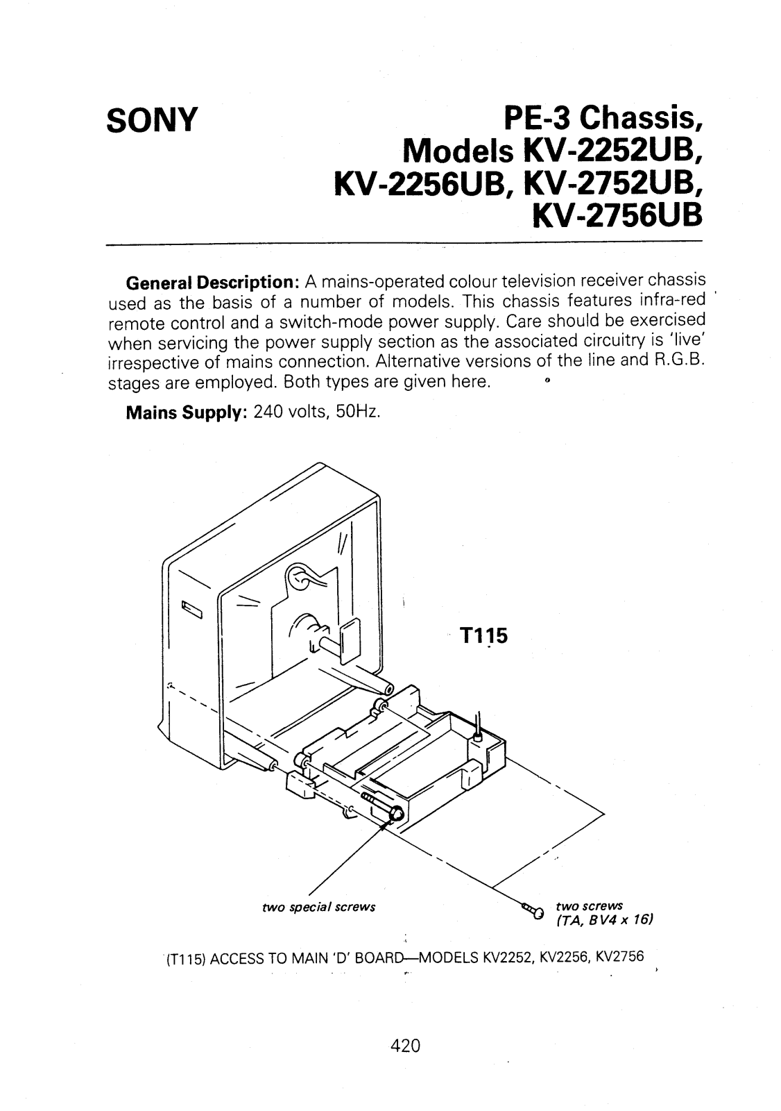 Sony KV-2252, KV-2256, KV-2752, KV-2756 Schematic