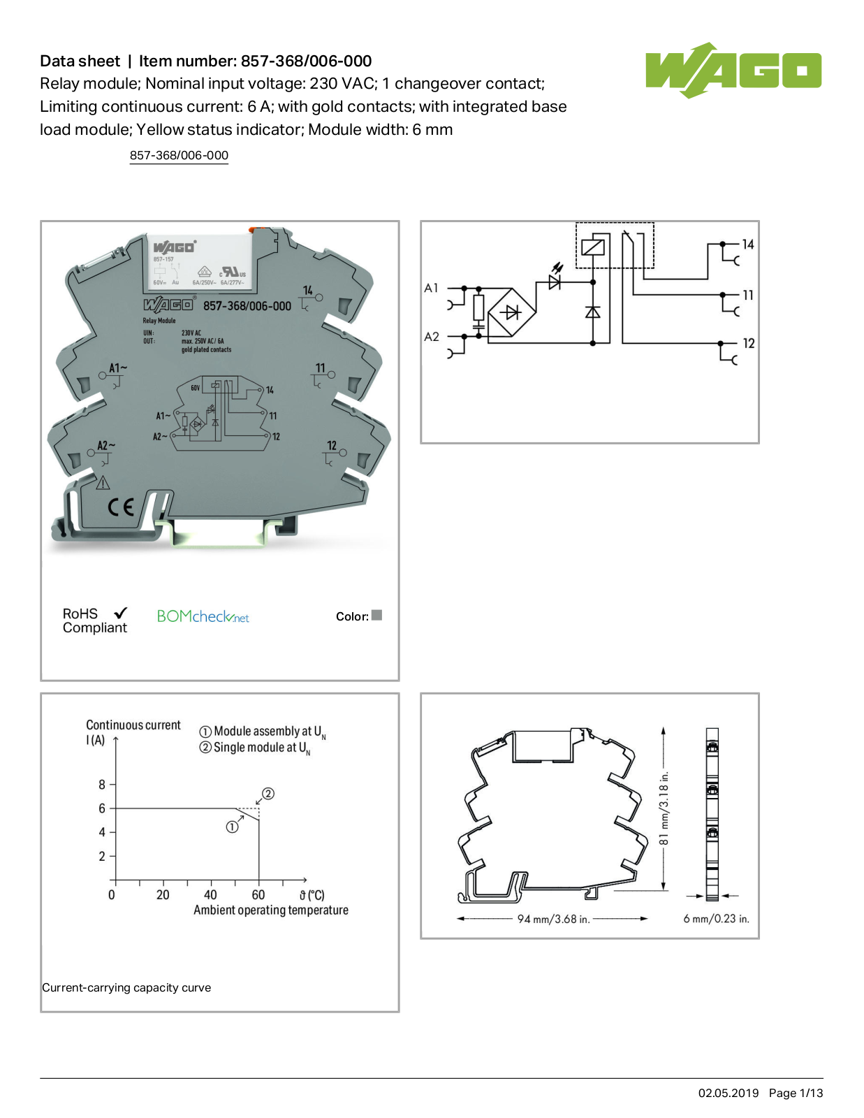 Wago 857-368/006-000 Data Sheet