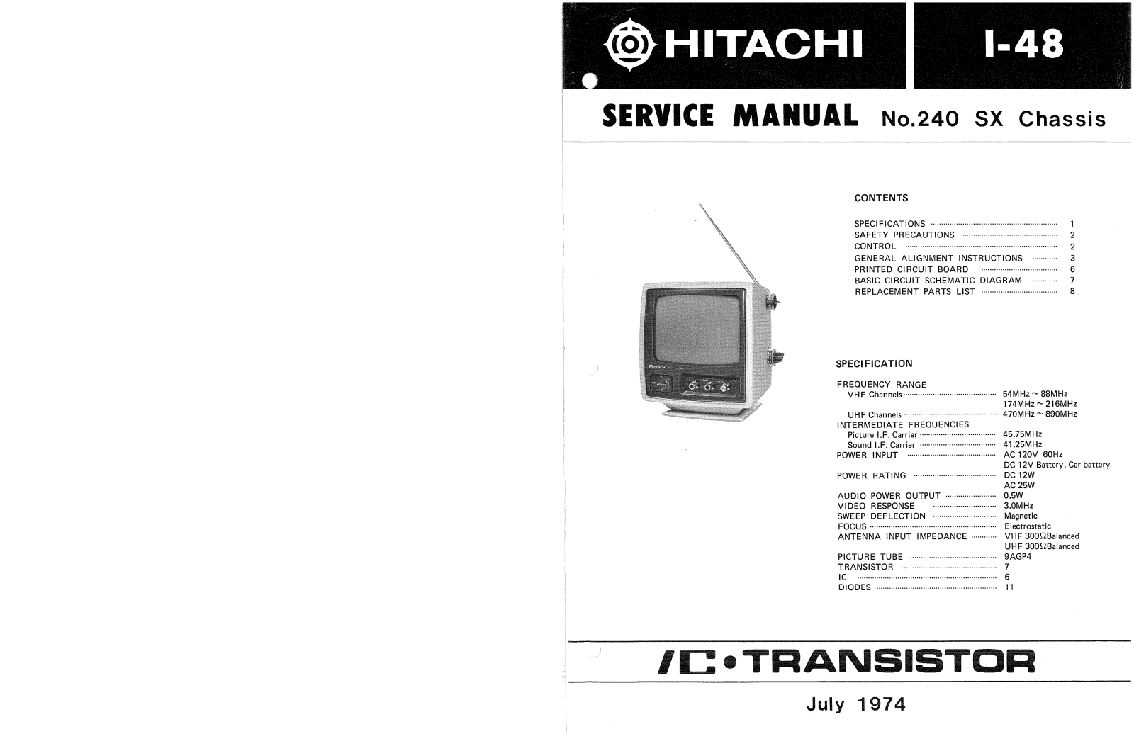 Hitachi I-48 Service manual