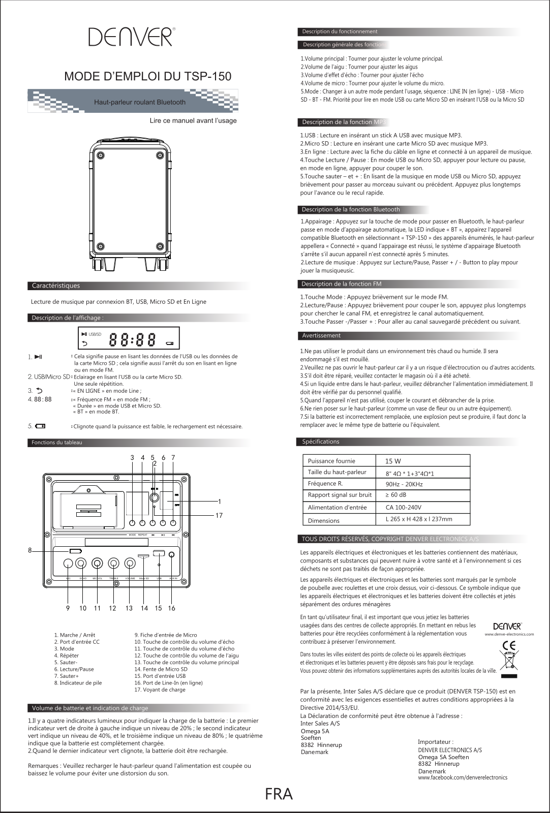 Denver TSP-150 User Guide