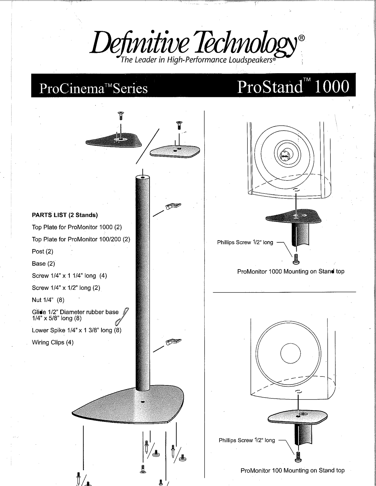 Definitive Technology 1000 User Manual