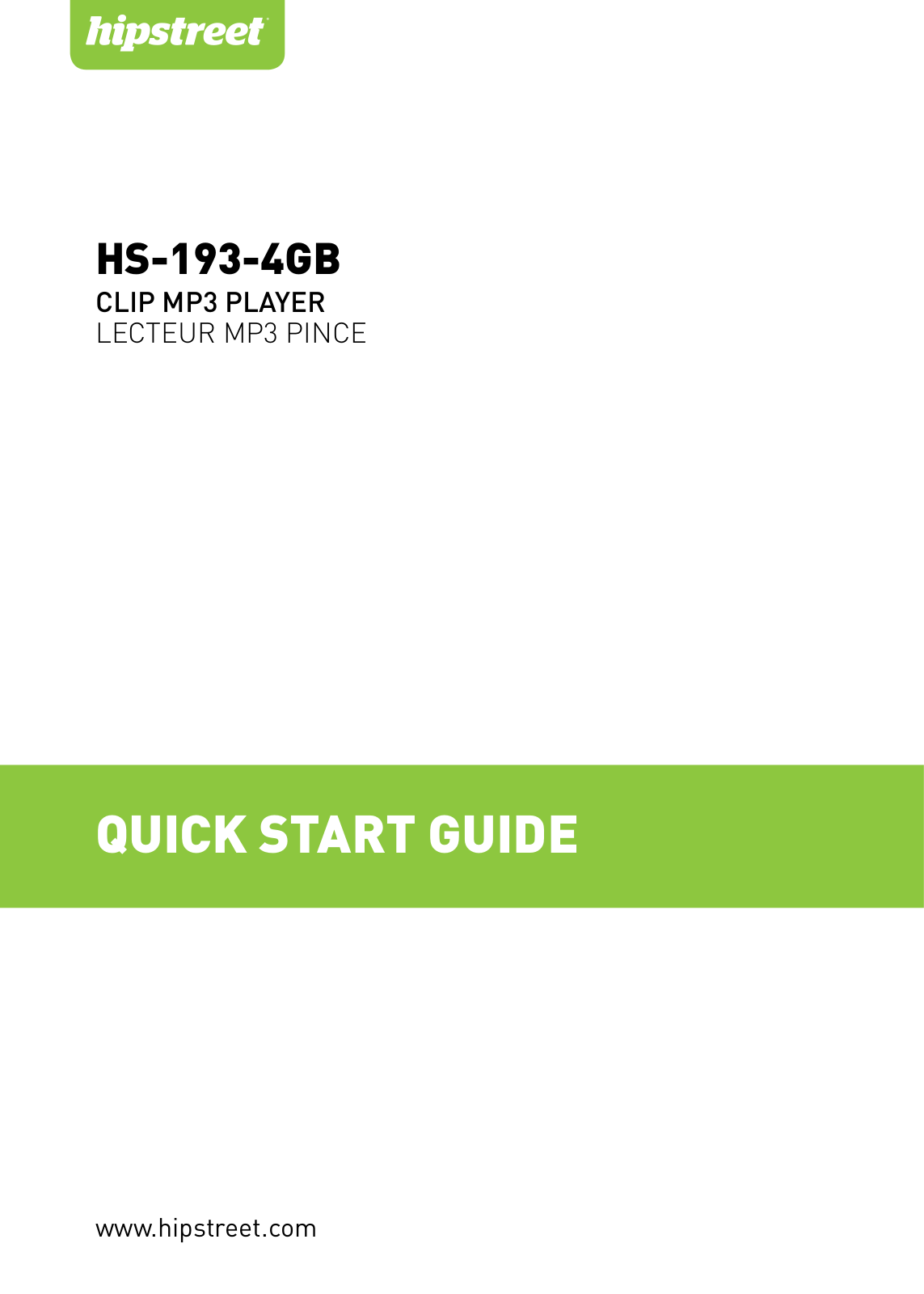 Hip Street HS-193 Quick Start Guide