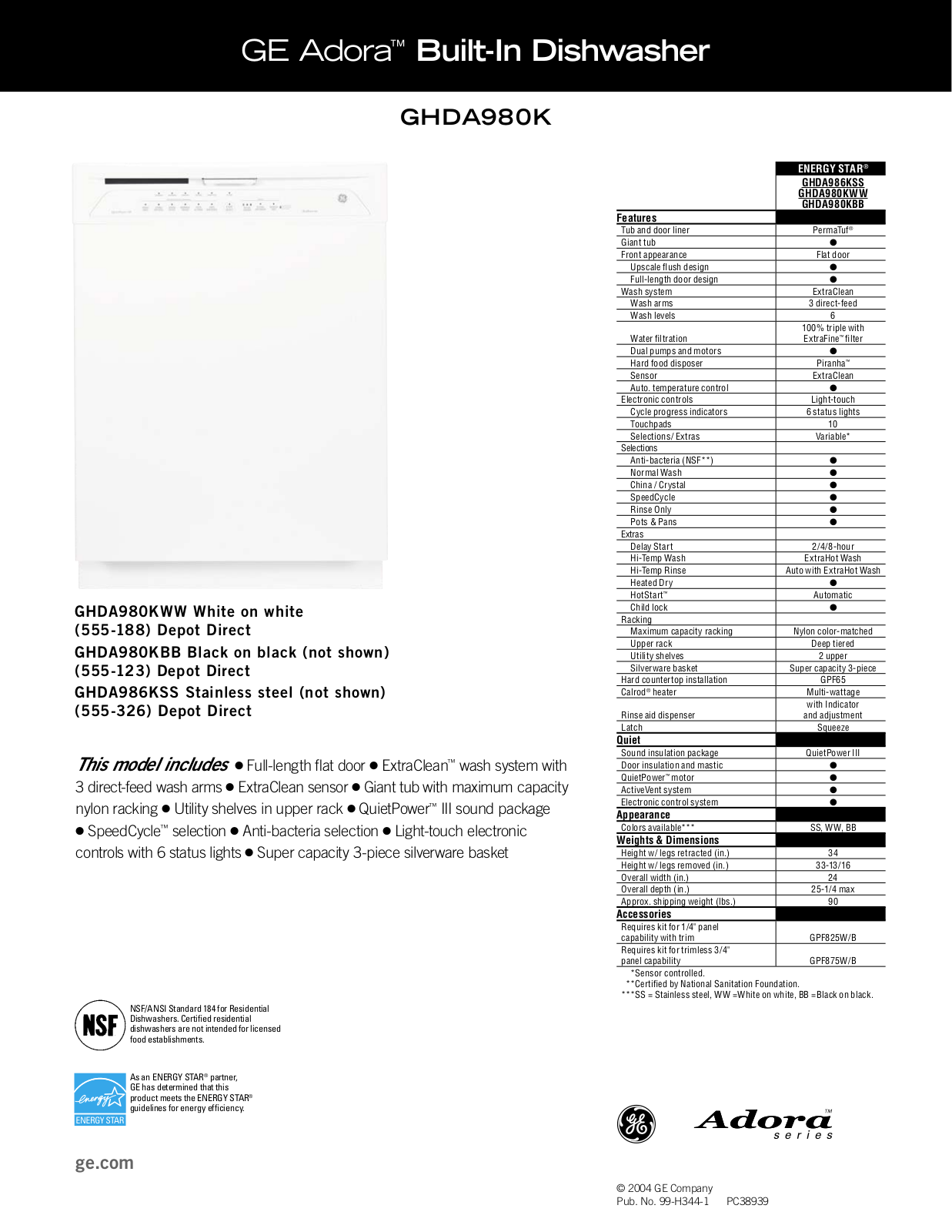 GE GHDA980K Data Sheet