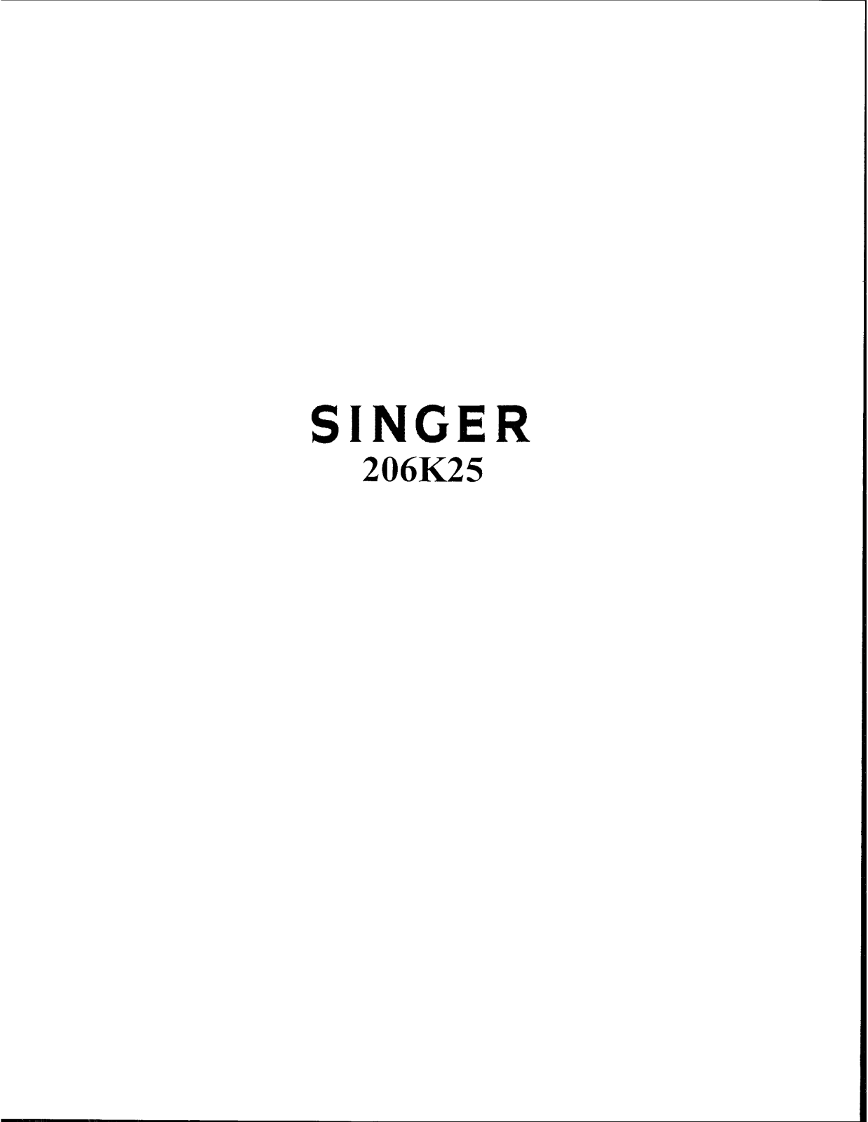 Singer 206K25 Service Manual