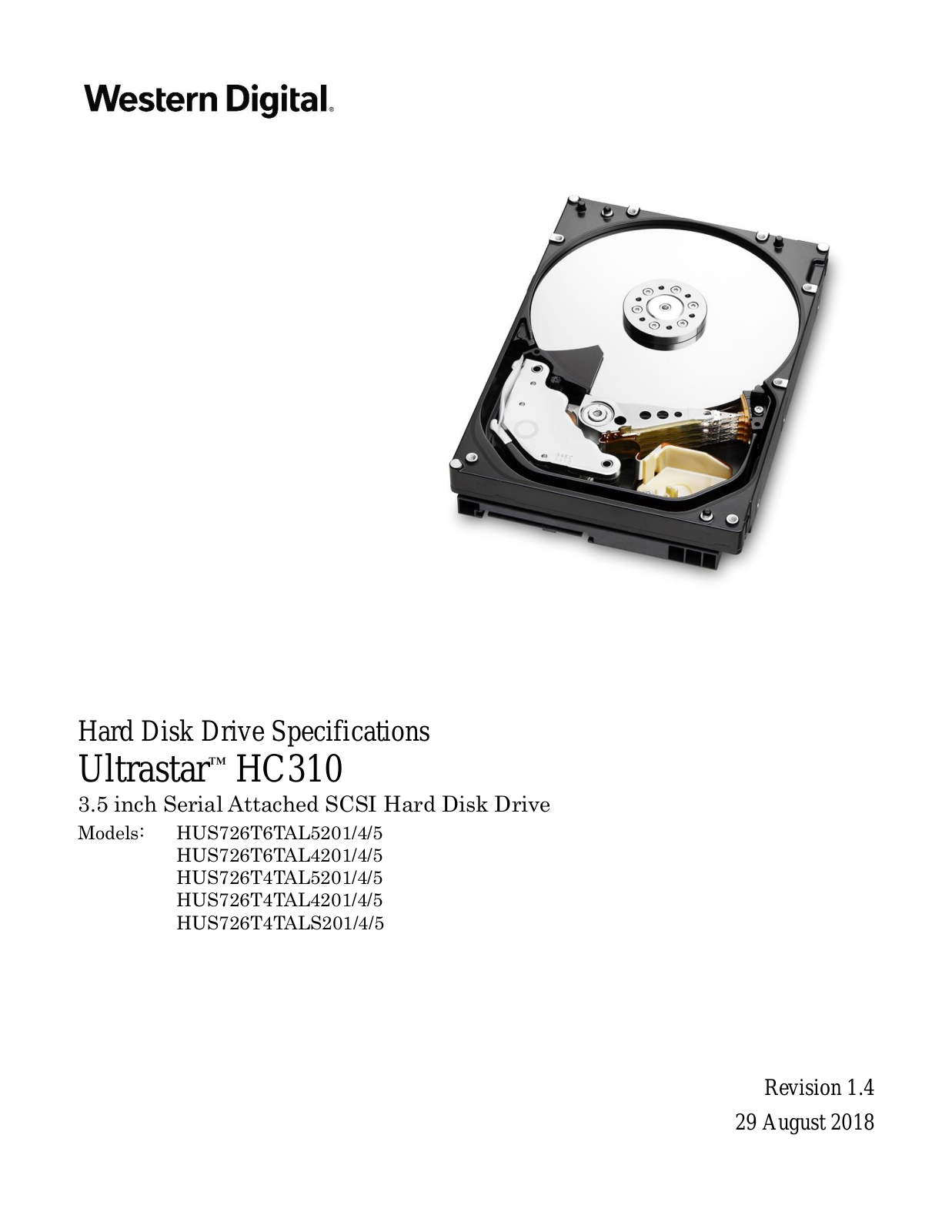 Western Digital HUS726T6TAL5201, HUS726T6TAL4201, HUS726T4TAL5201, HUS726T4TAL4201, HUS726T4TALS201 User Manual