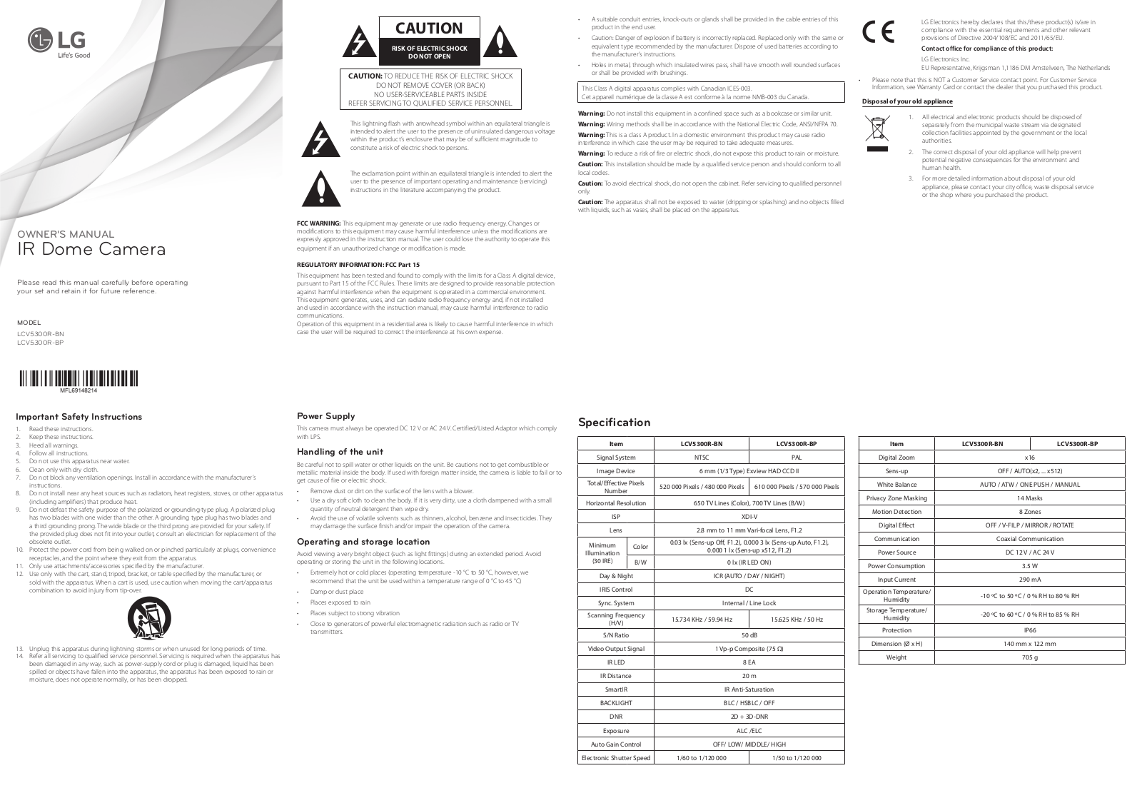 LG LCV5300R-BN User's Guide