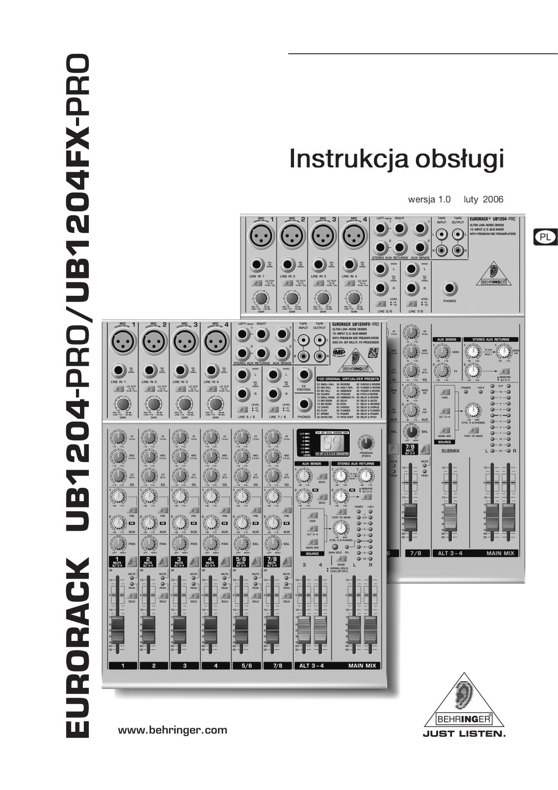 Behringer UB1622FX-PRO, UB2442FX-PRO, UB2222FX-PRO, UB1832FX-PRO User Manual