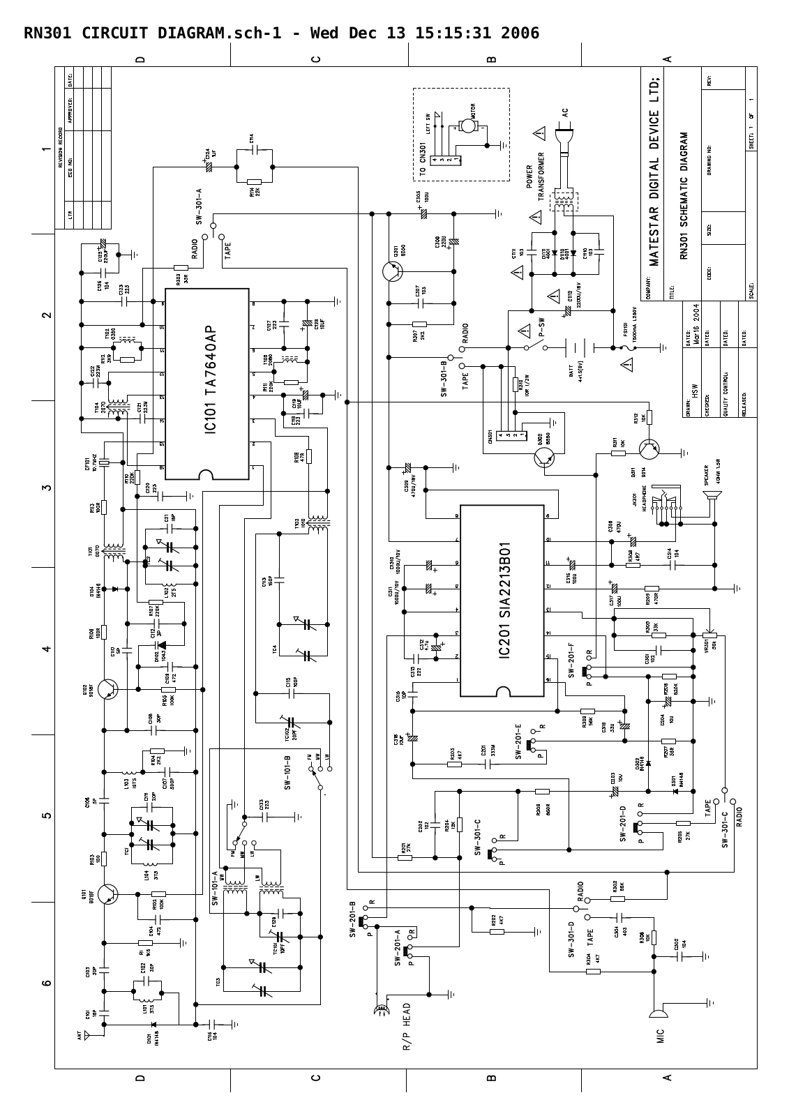 Vitek RN301 Circuit diagrams