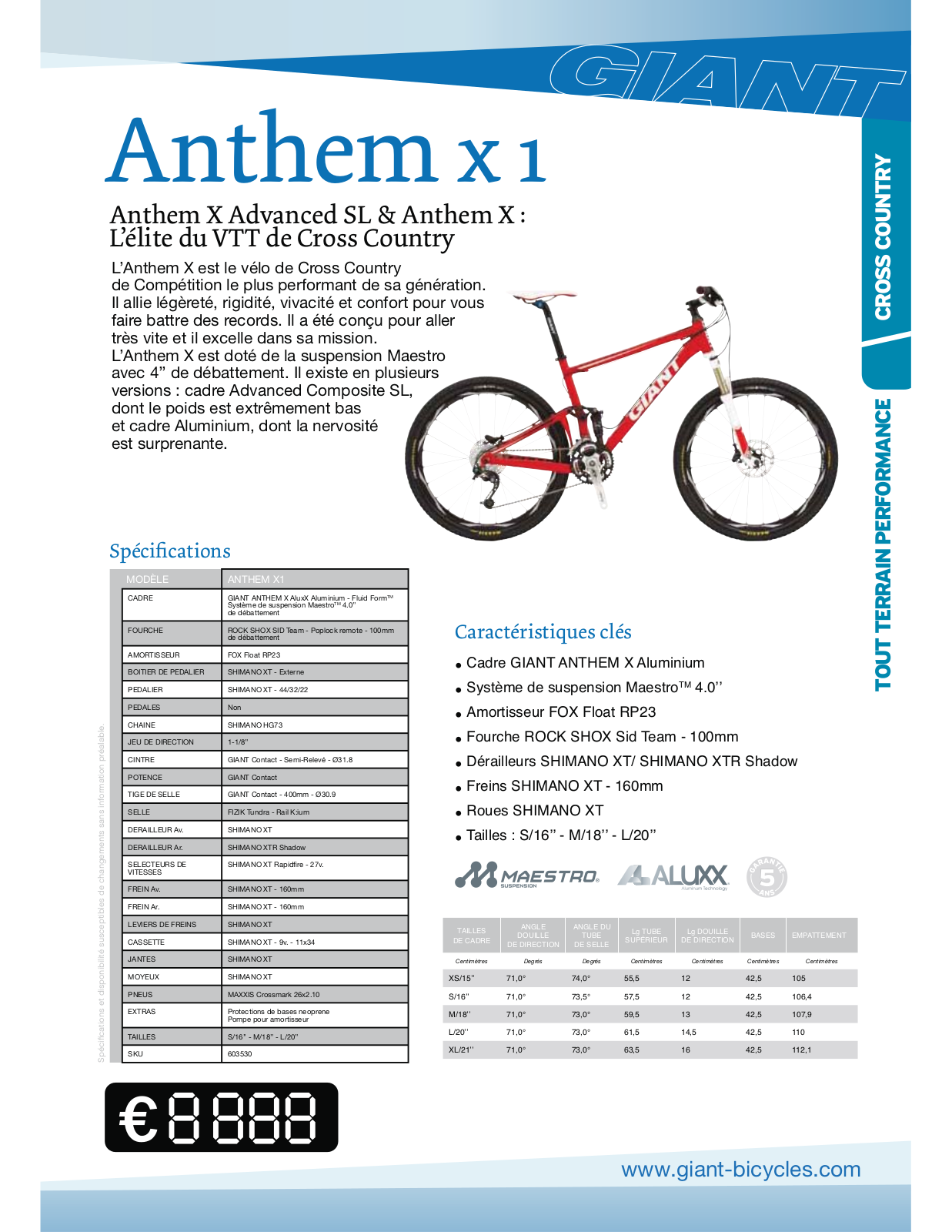 GIANT ANTHEM X1 User Manual