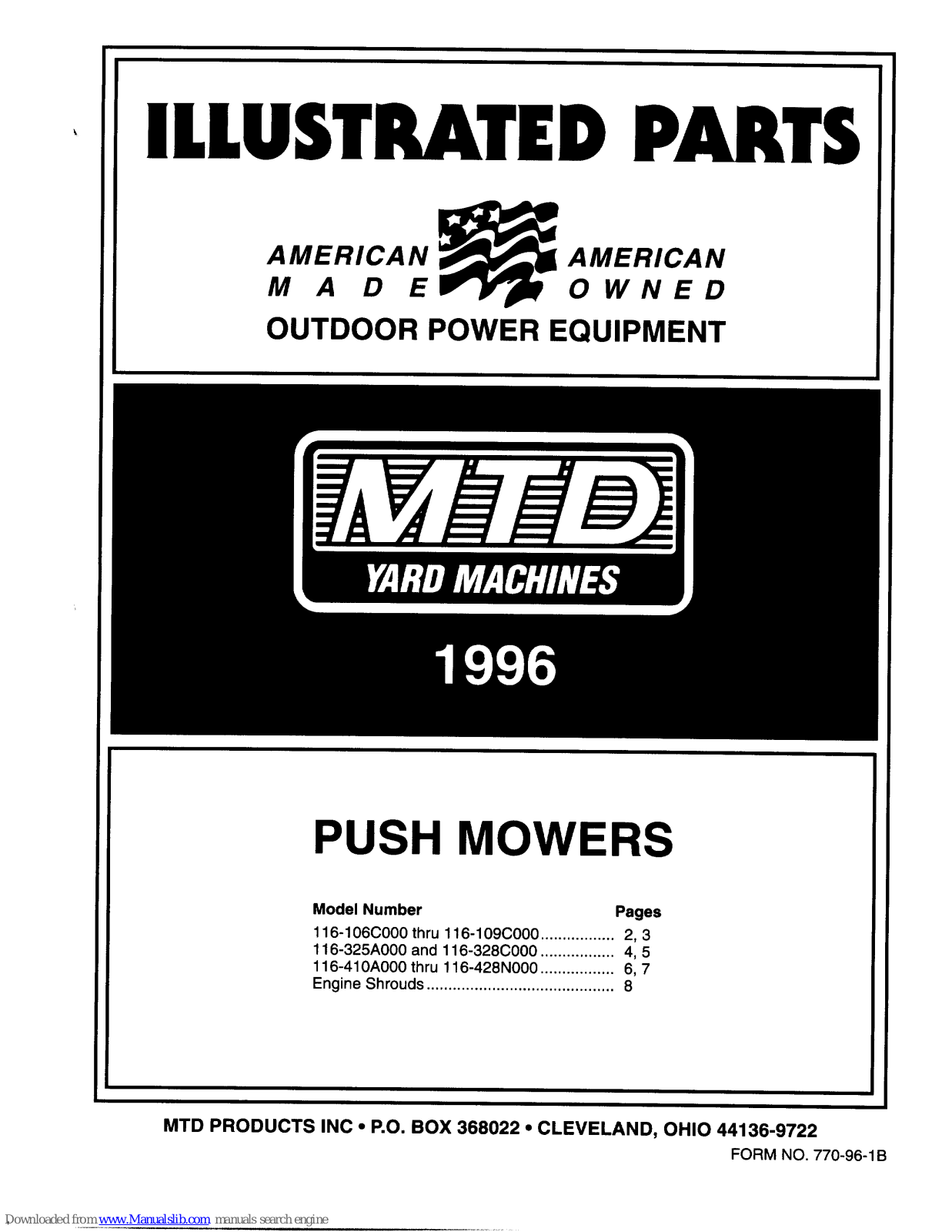 MTD 109, 106, 325, 328, 410 Parts List