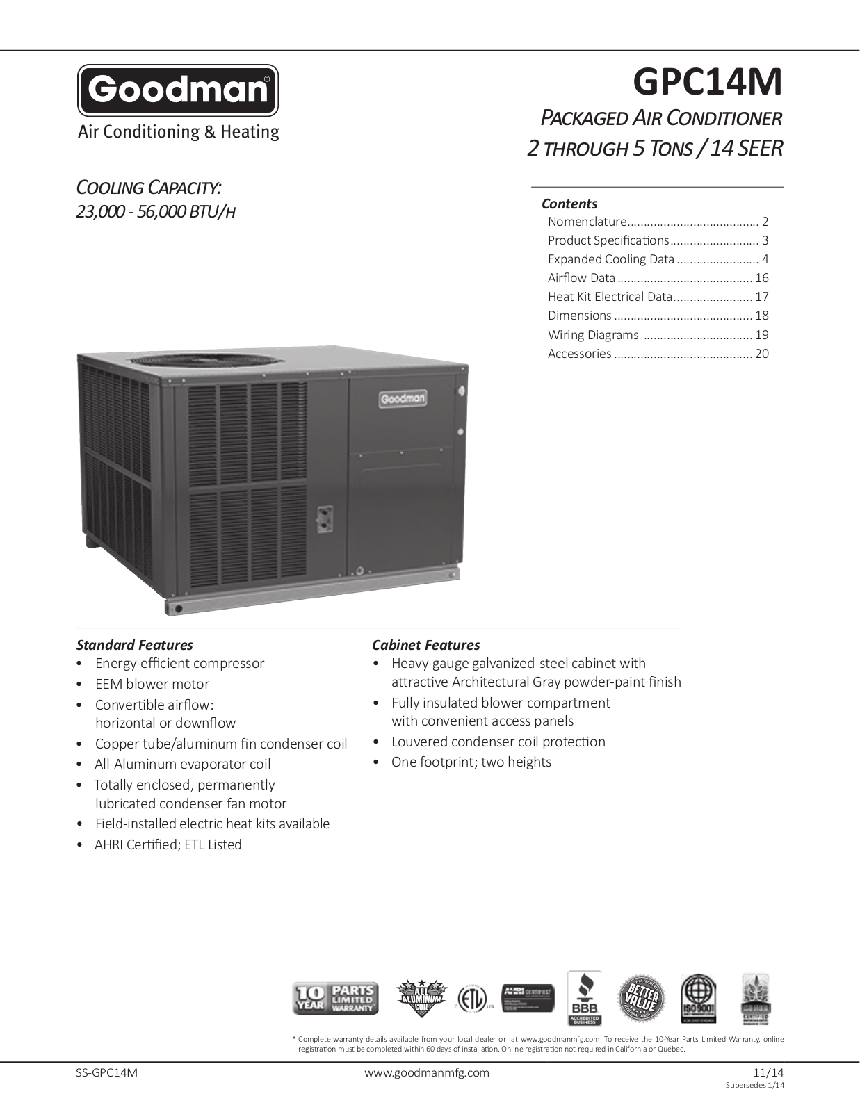 Goodman GPC1424M41A User Manual