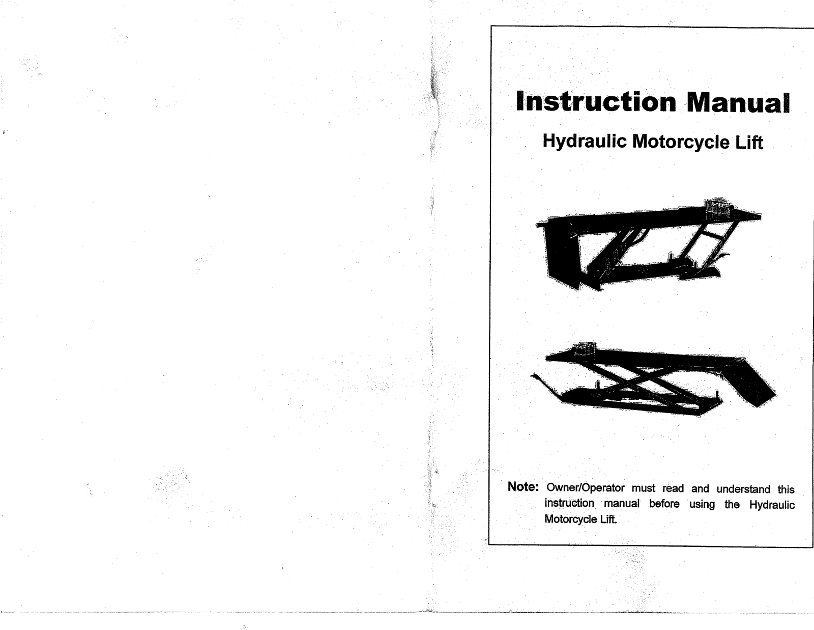 Vestil MOTO-LIFT-1100 User Manual