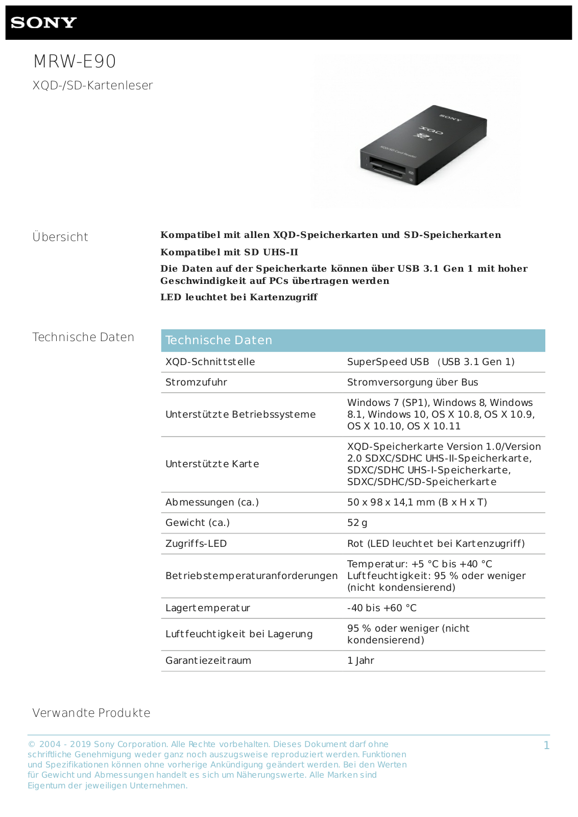 Sony MRWE90 User Manual