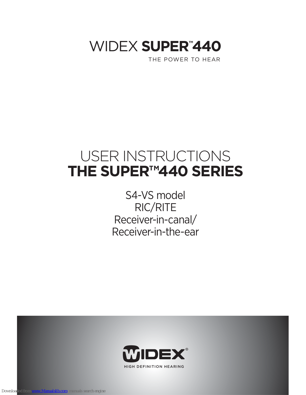 Widex S4-VS User Instructions