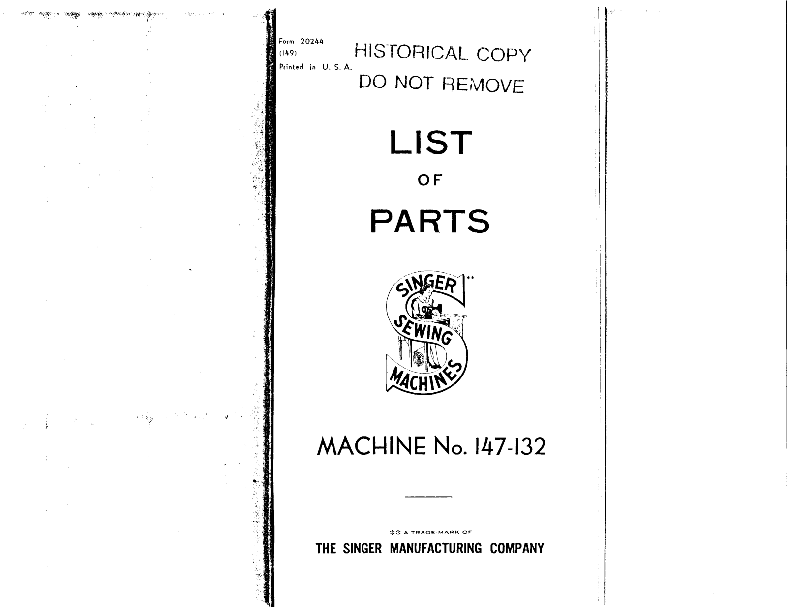 Singer 147-132 User Manual