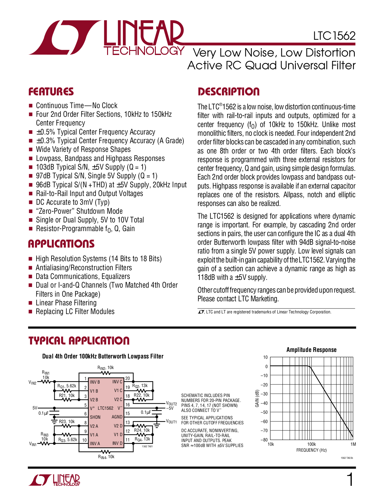 Linear Technology LTC1562 Datasheet