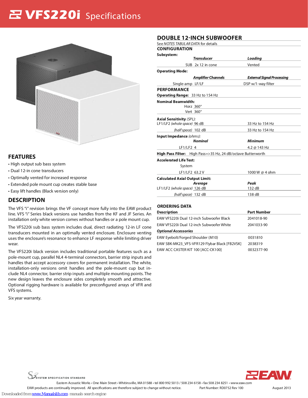 EAW VFS220i Specifications - ManualMachine.com