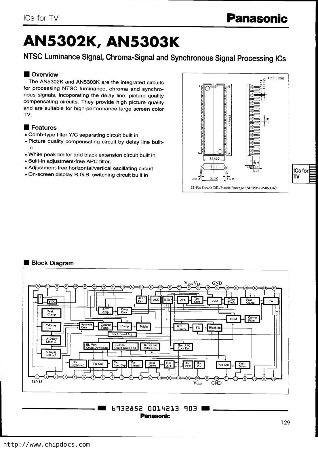 Panasonic AN5303K, AN5302K Datasheet