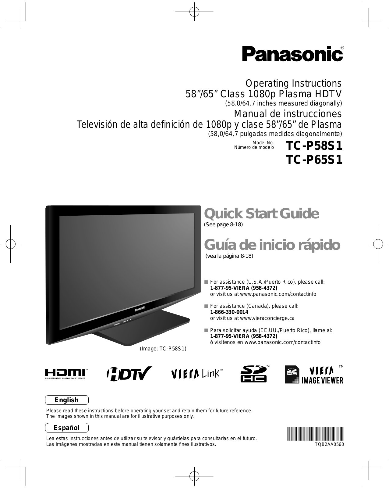 Panasonic TC-P58S1, TC-P65S1 User Manual