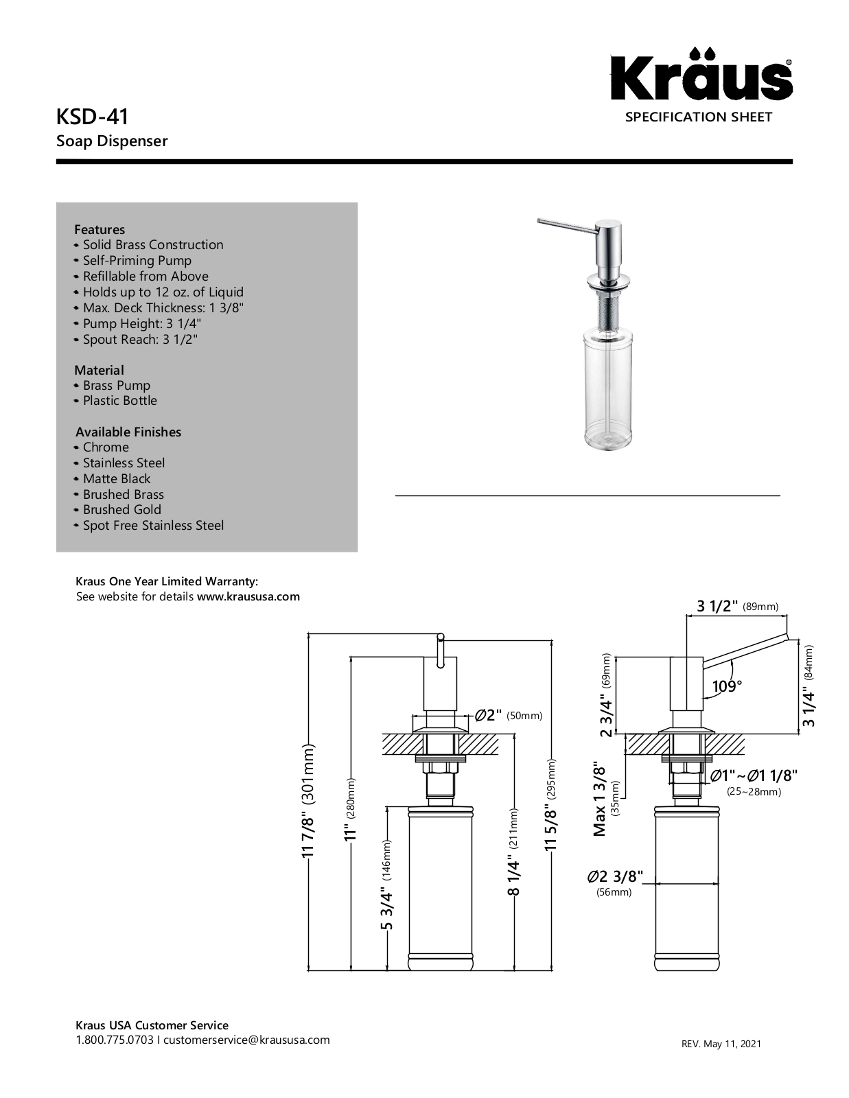 Kraus KUS10513 Specifications - ManualMachine.com