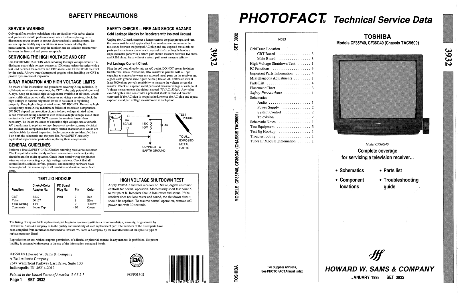 Toshiba CF35F40, CF36G40 Technical Service