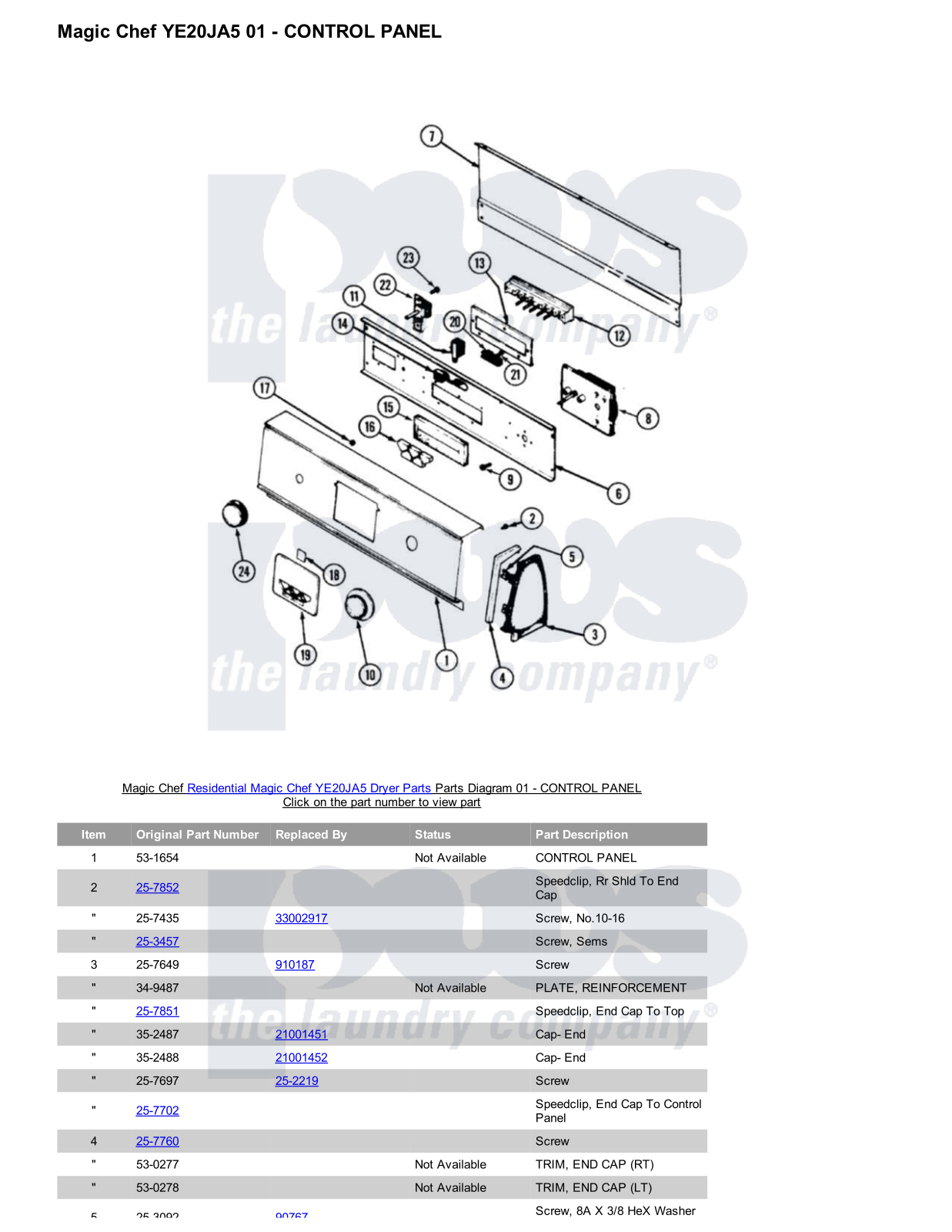 Magic Chef YE20JA5 Parts Diagram