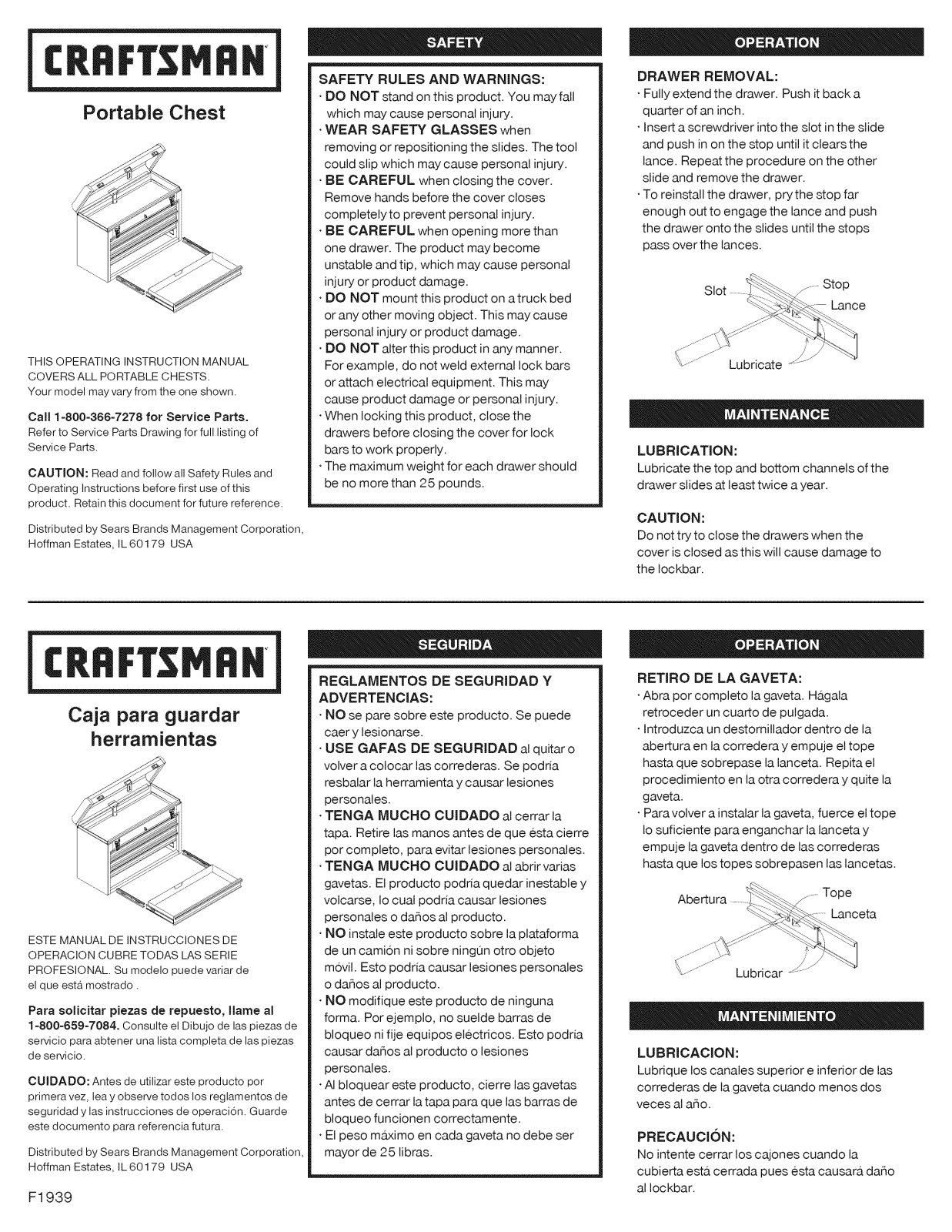 Craftsman 706452500 Owner’s Manual