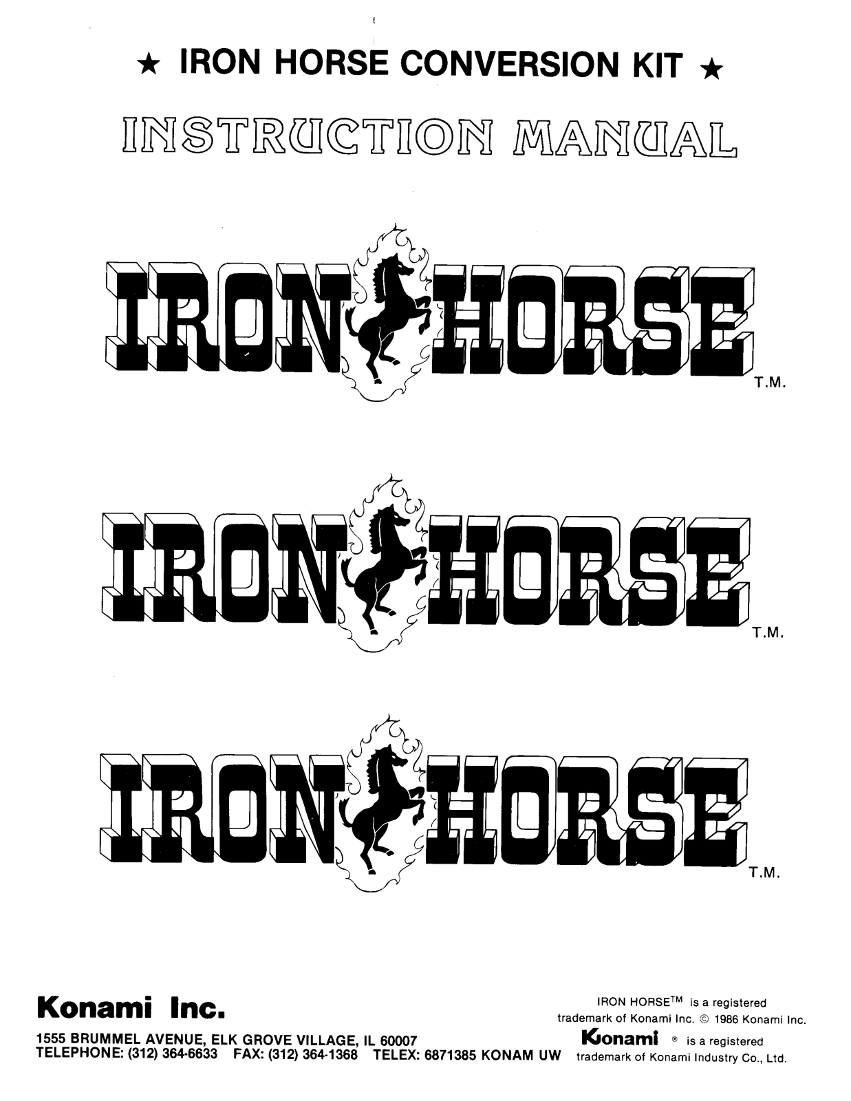 KONAMI Iron Horse User Guide