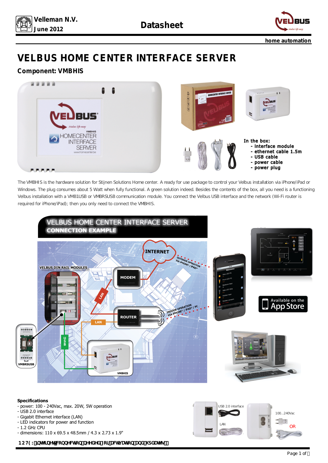 Velleman VMBHIS Datasheet